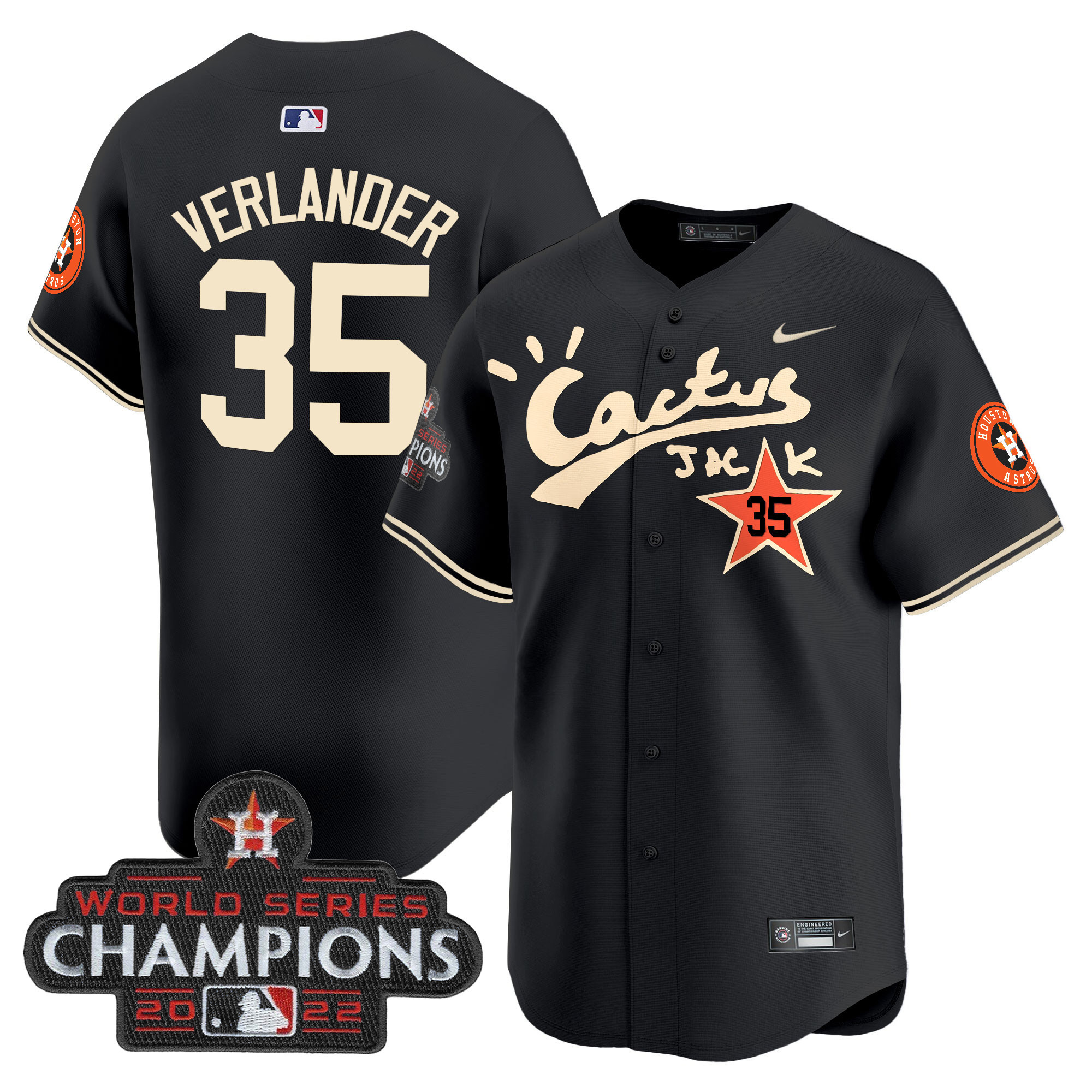 Men's Houston Astros Cactus Jack Champions Patch Vapor Premier Limited Jersey - All Stitched