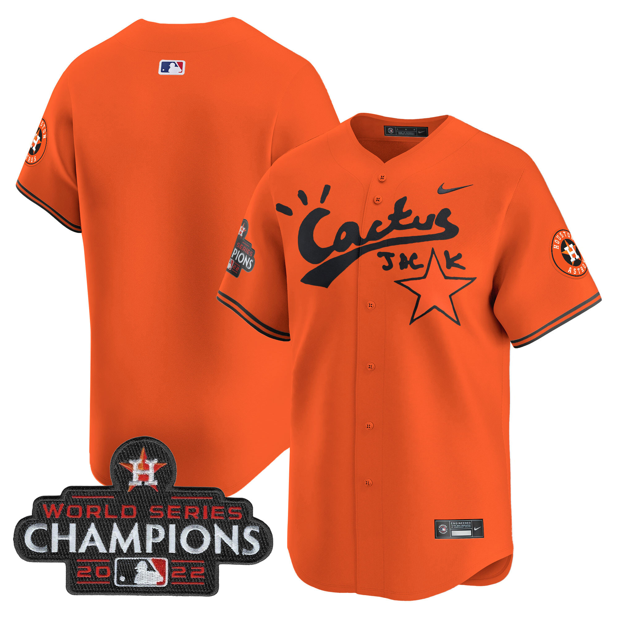 Men's Houston Astros Cactus Jack Champions Patch Vapor Premier Limited Jersey - All Stitched