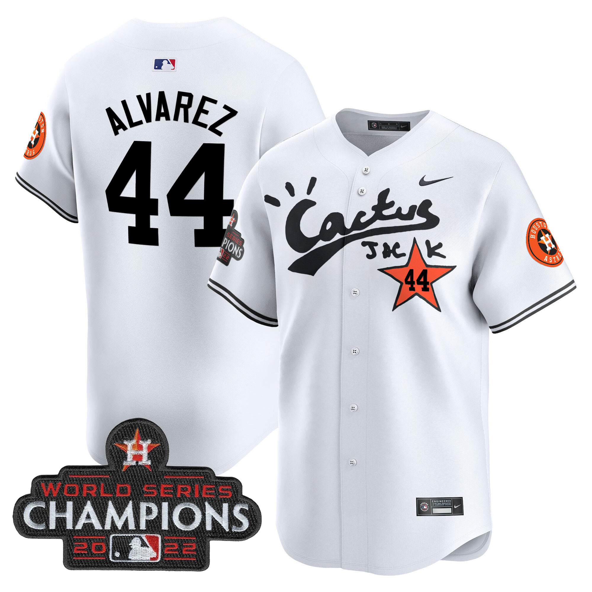 Men's Houston Astros Cactus Jack Champions Patch Vapor Premier Limited Jersey - All Stitched