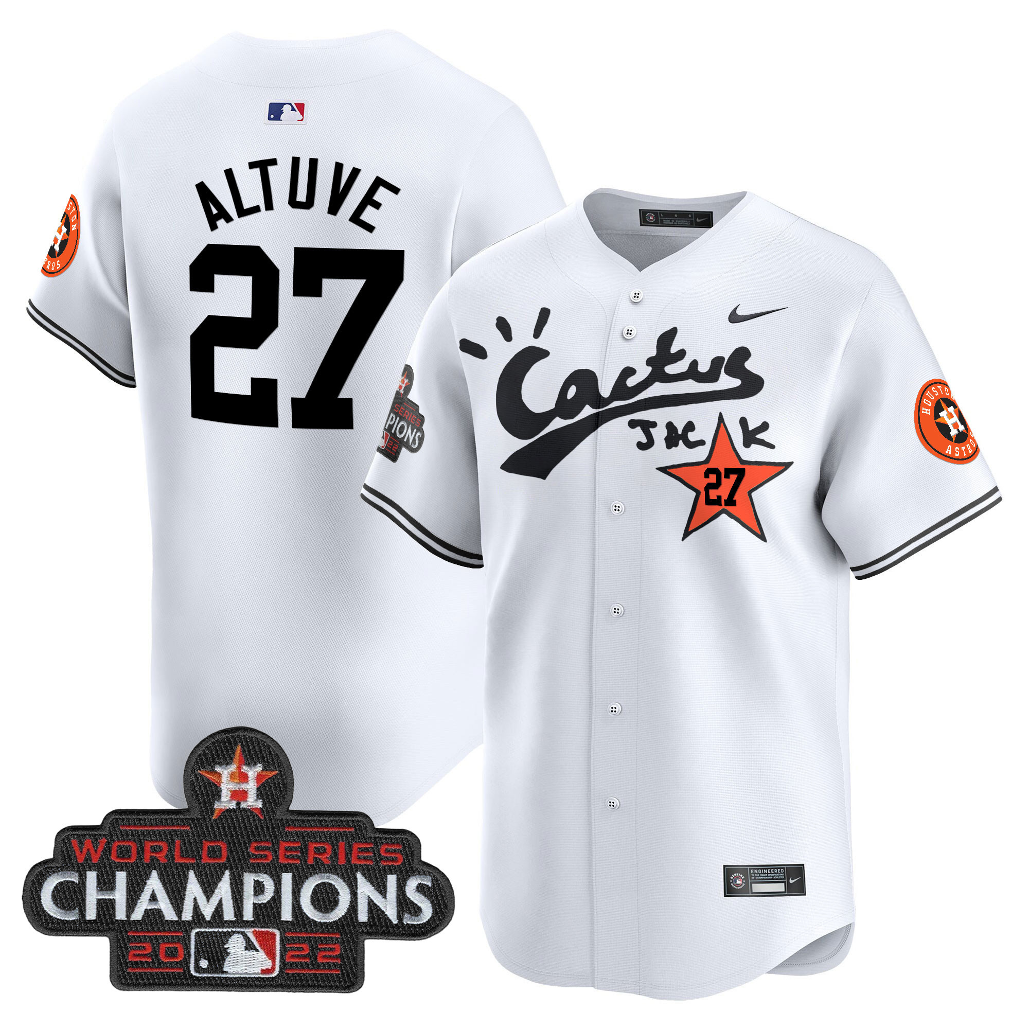Men's Houston Astros Cactus Jack Champions Patch Vapor Premier Limited Jersey - All Stitched