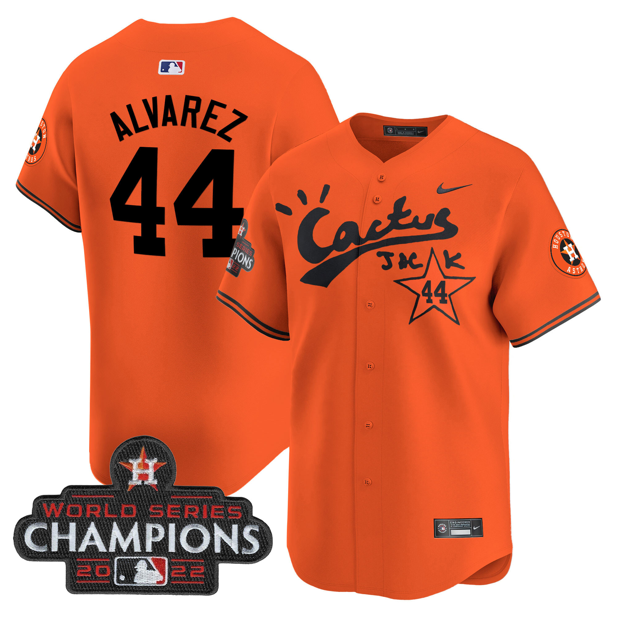 Men's Houston Astros Cactus Jack Champions Patch Vapor Premier Limited Jersey - All Stitched