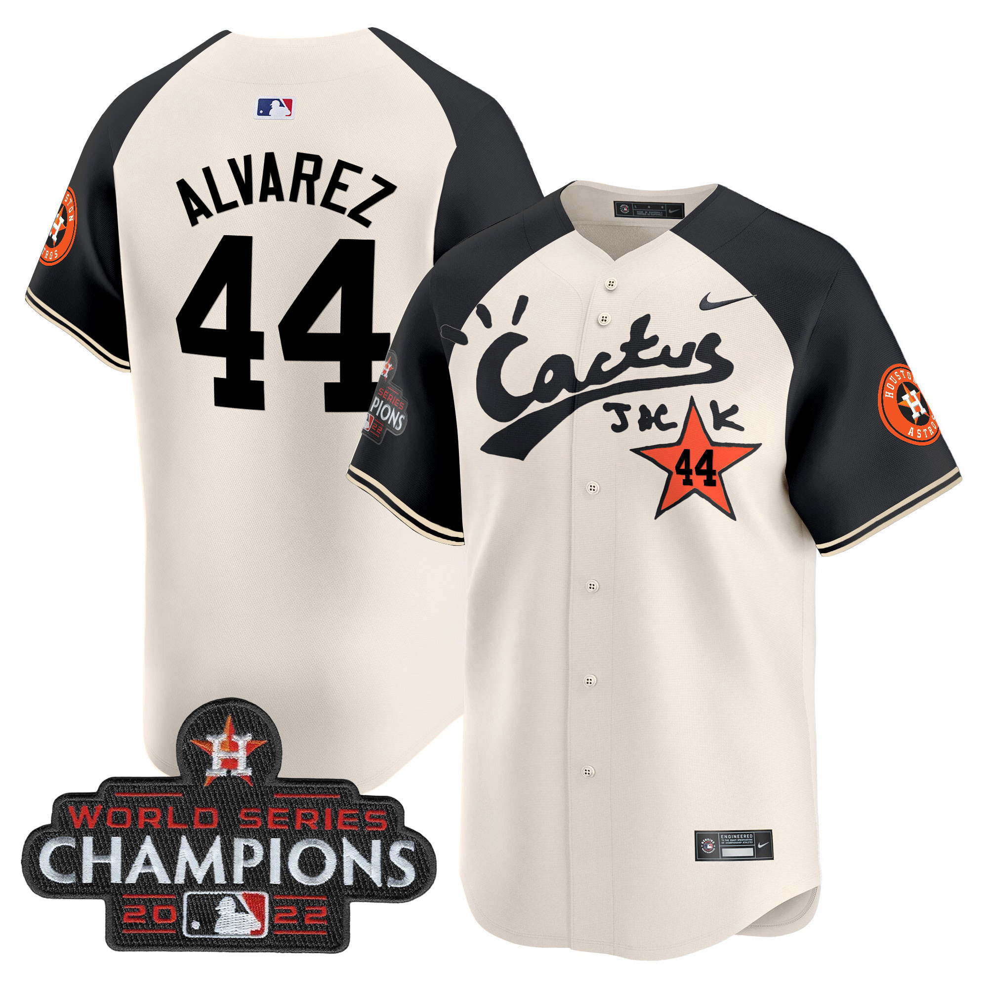 Men's Houston Astros Cactus Jack Champions Patch Vapor Premier Limited Jersey - All Stitched