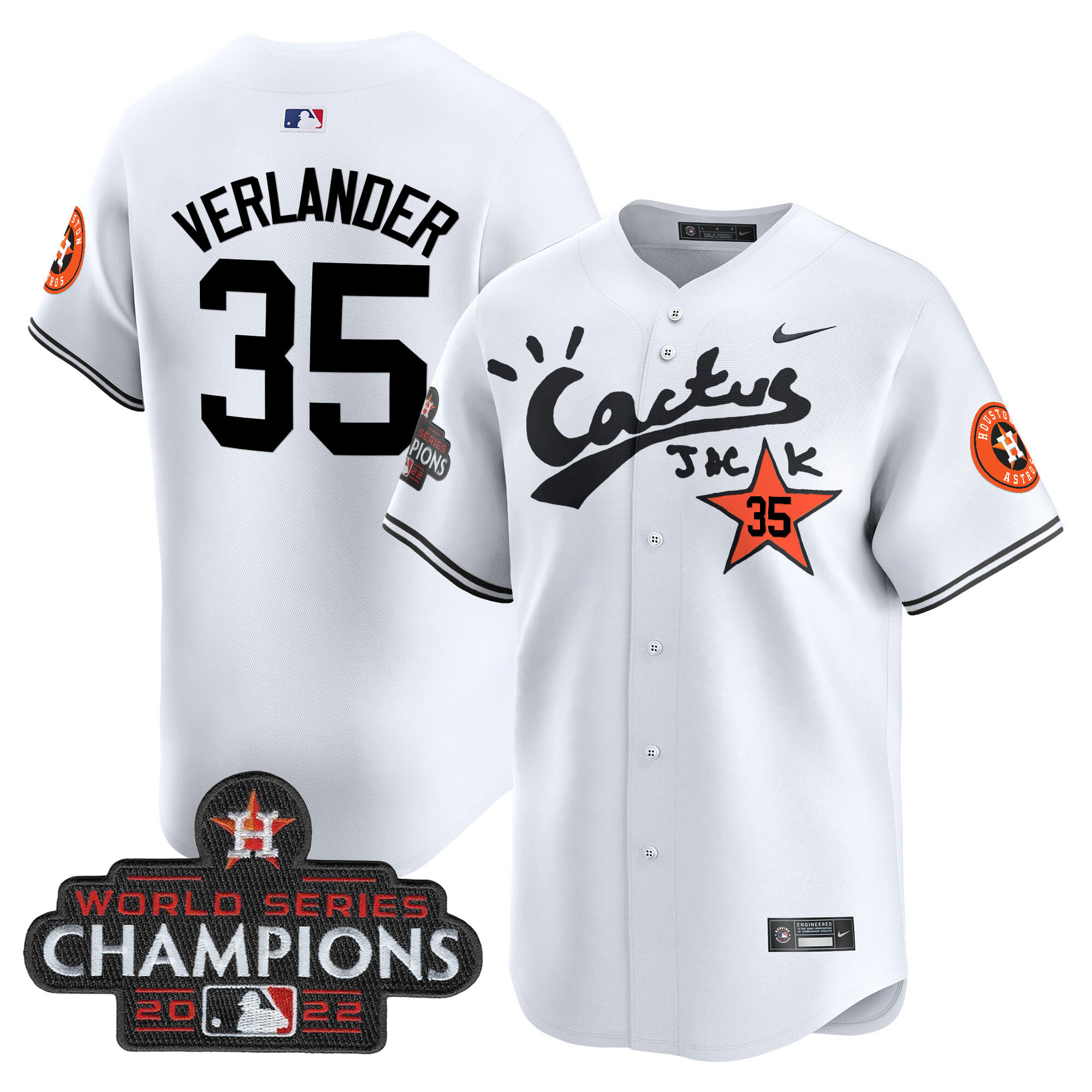 Men's Houston Astros Cactus Jack Champions Patch Vapor Premier Limited Jersey - All Stitched
