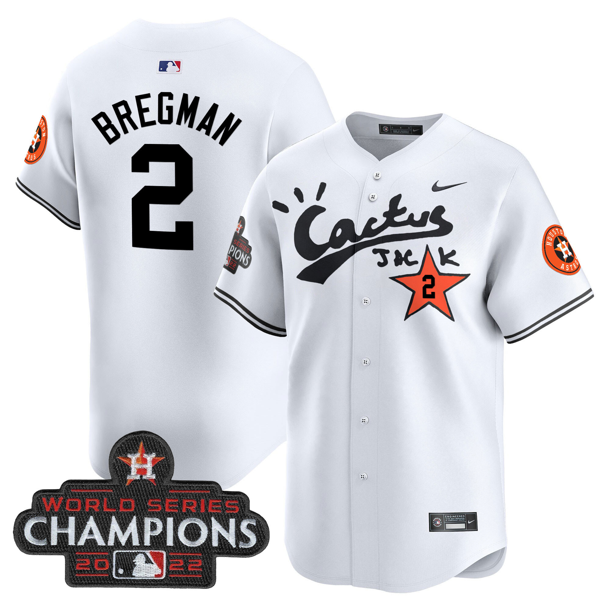 Men's Houston Astros Cactus Jack Champions Patch Vapor Premier Limited Jersey - All Stitched