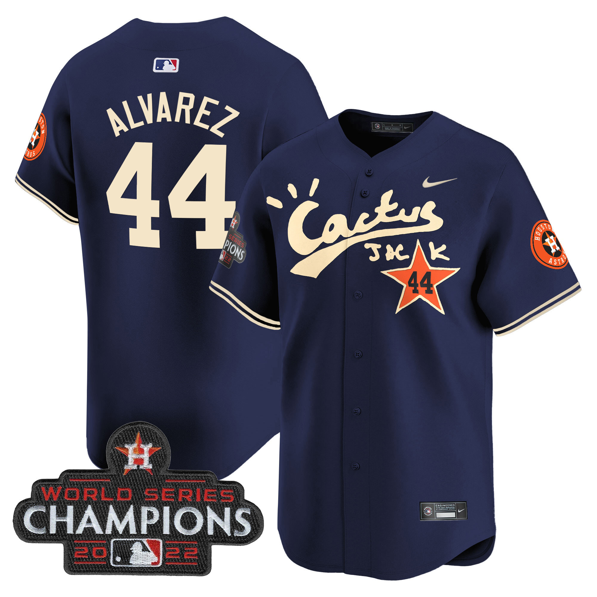 Men's Houston Astros Cactus Jack Champions Patch Vapor Premier Limited Jersey - All Stitched
