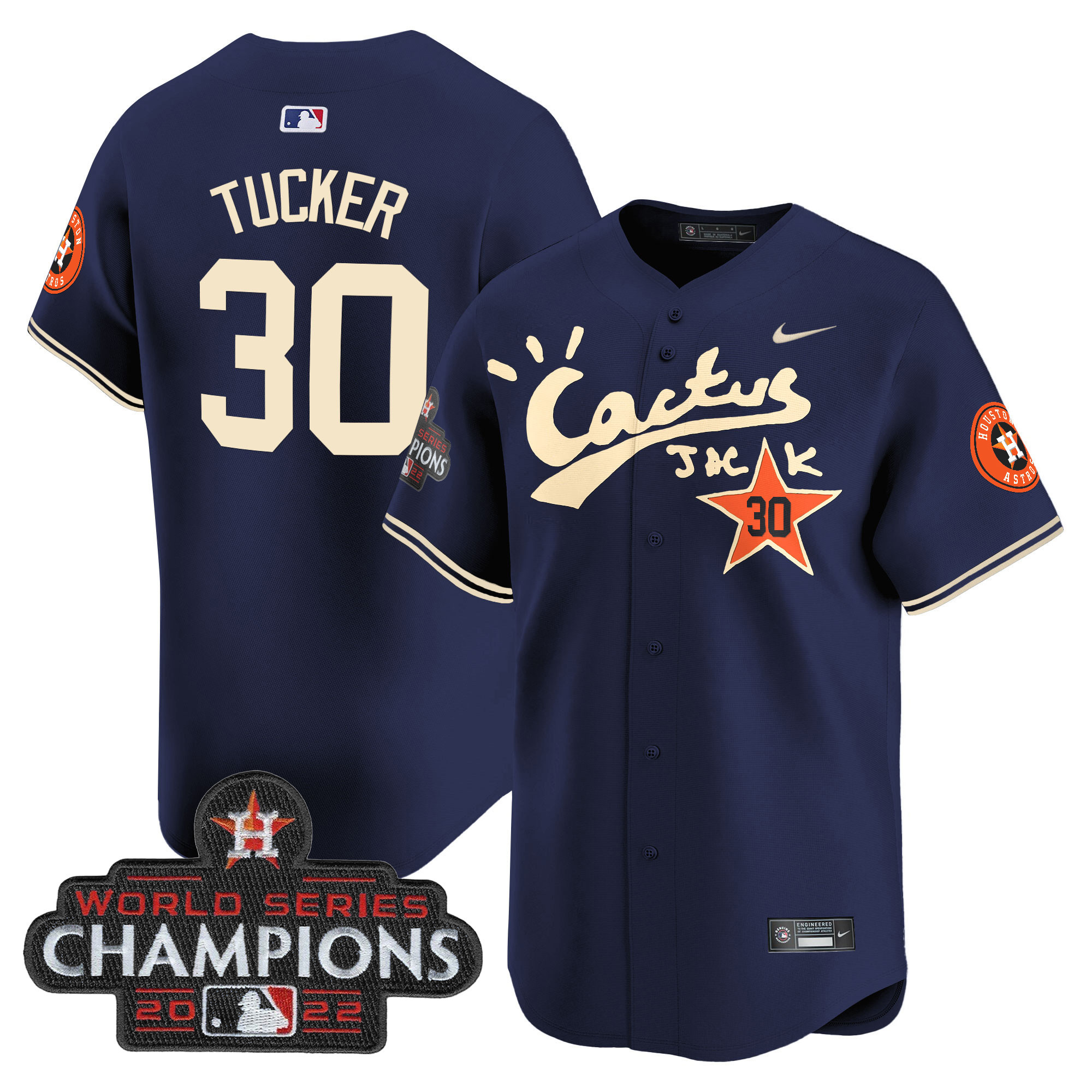 Men's Houston Astros Cactus Jack Champions Patch Vapor Premier Limited Jersey - All Stitched