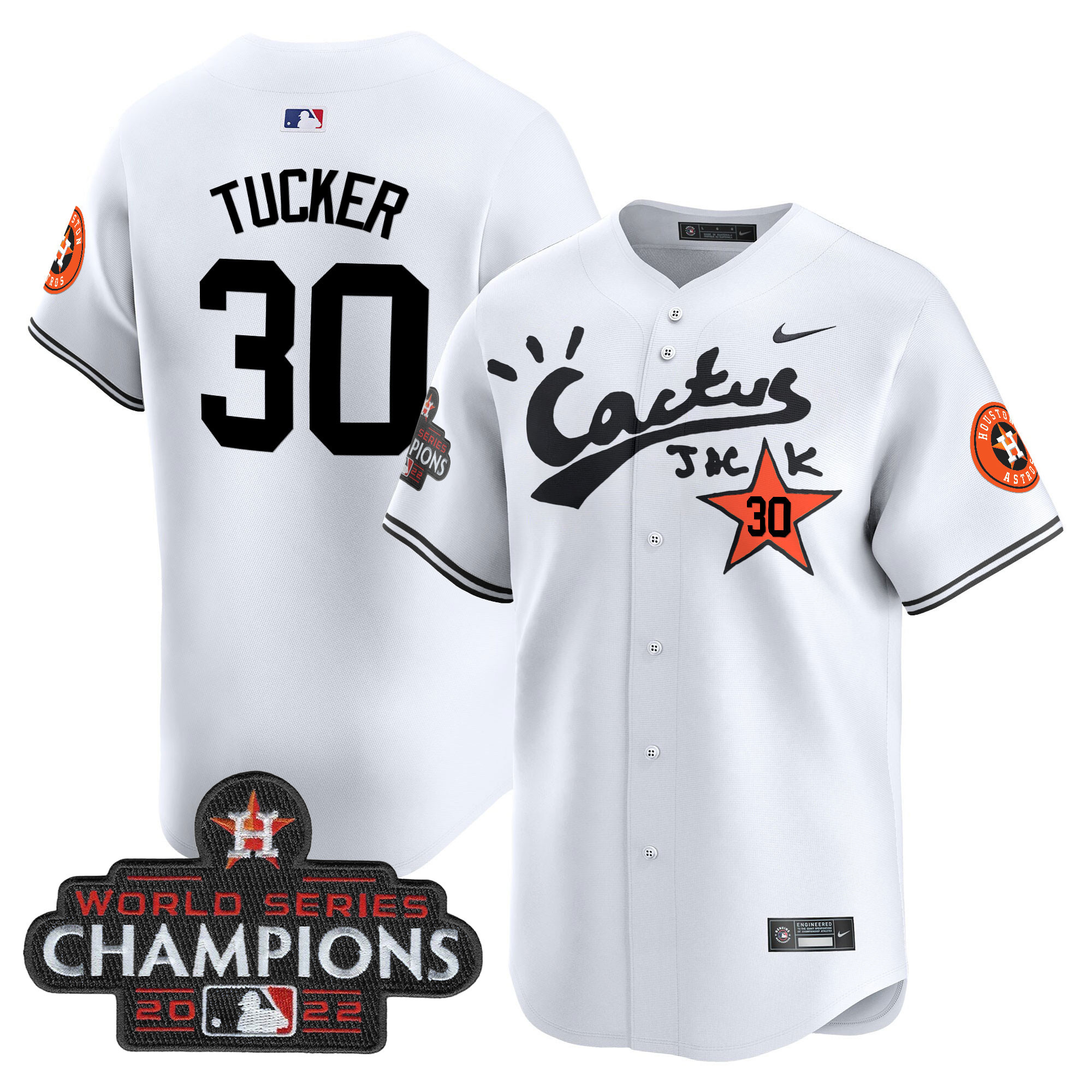 Men's Houston Astros Cactus Jack Champions Patch Vapor Premier Limited Jersey - All Stitched