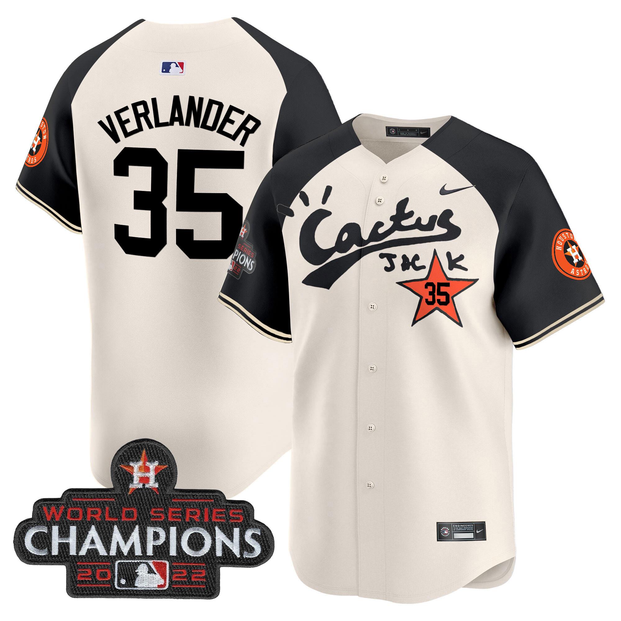 Men's Houston Astros Cactus Jack Champions Patch Vapor Premier Limited Jersey - All Stitched