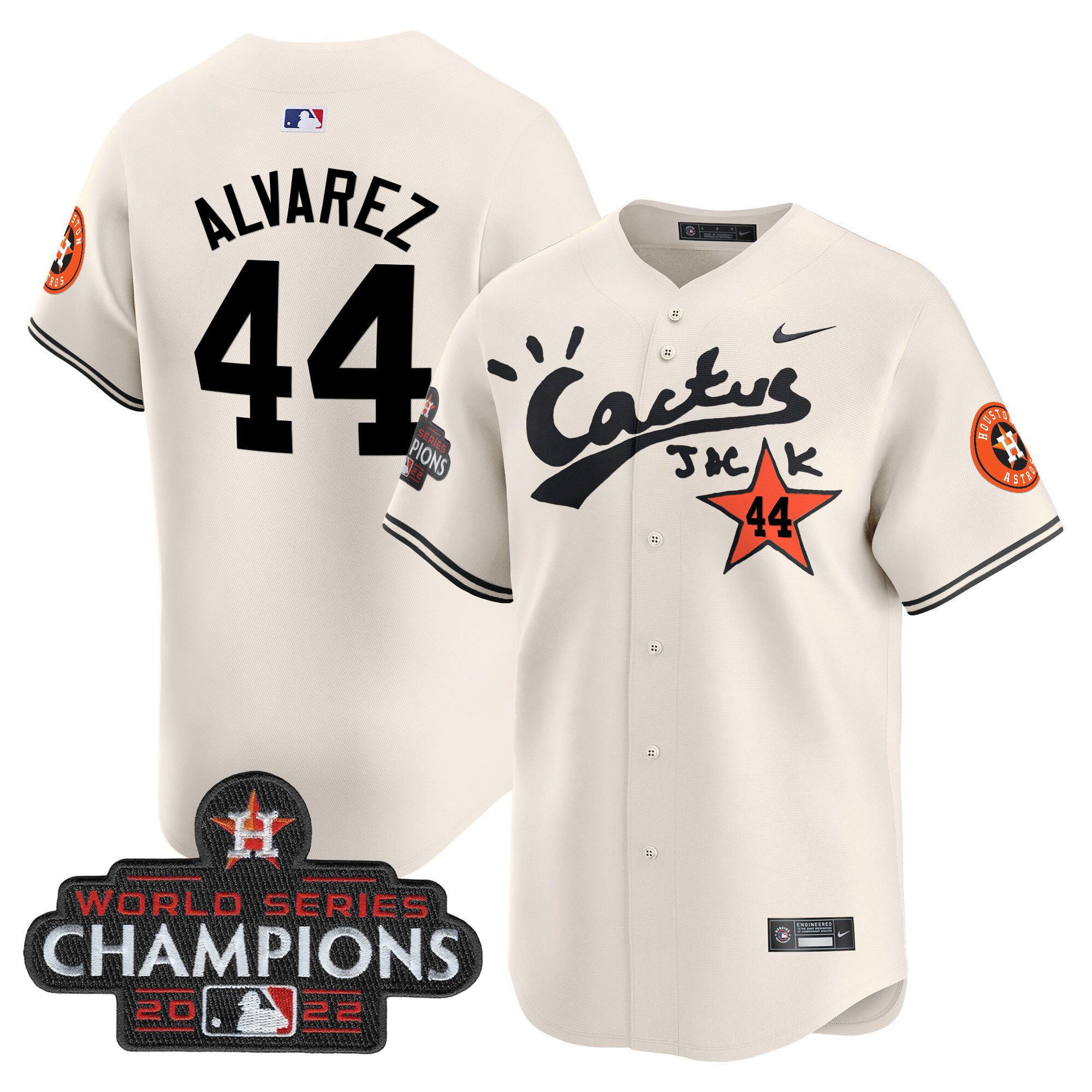 Men's Houston Astros Cactus Jack Champions Patch Vapor Premier Limited Jersey - All Stitched