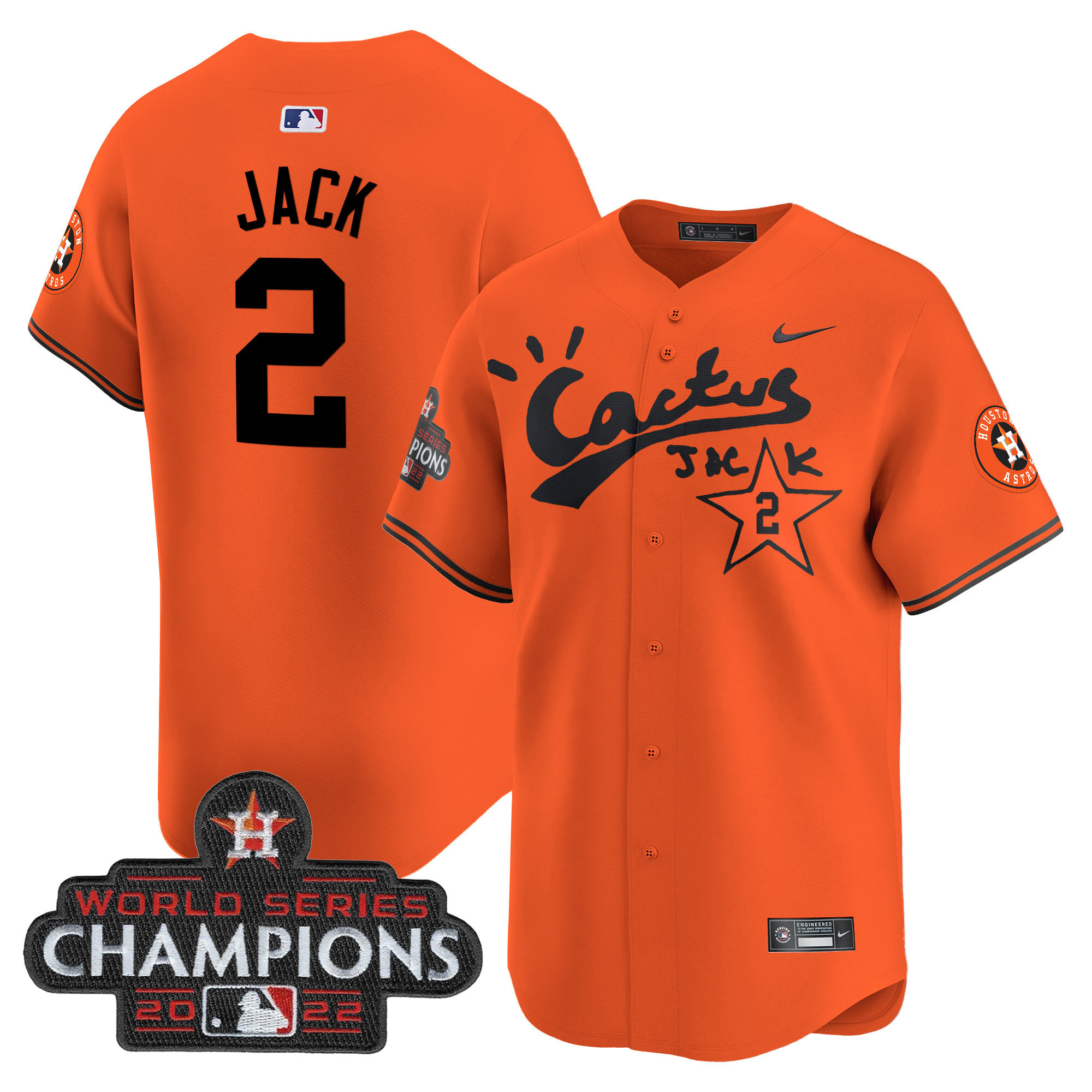 Men's Houston Astros Cactus Jack Champions Patch Vapor Premier Limited Jersey - All Stitched