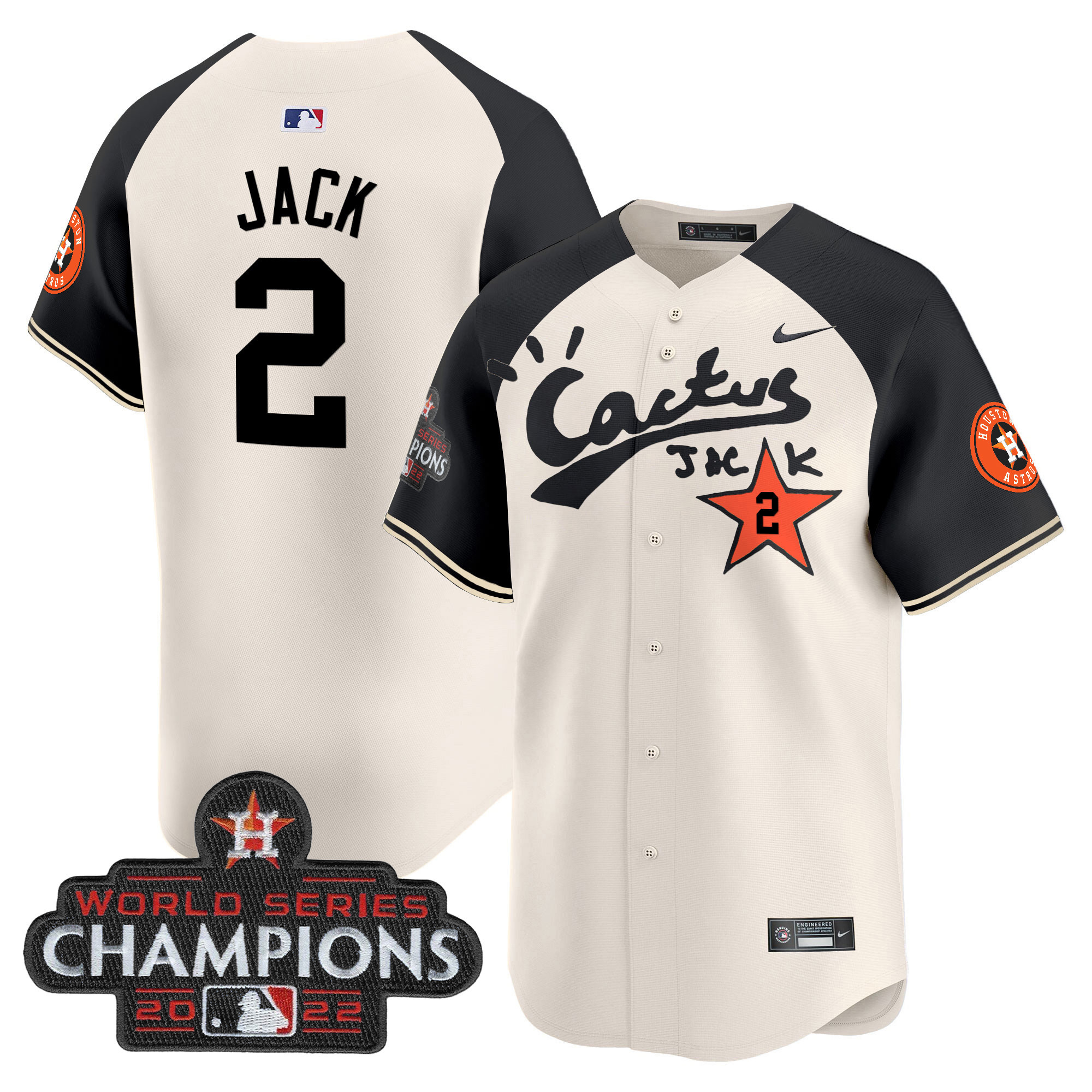 Men's Houston Astros Cactus Jack Champions Patch Vapor Premier Limited Jersey - All Stitched