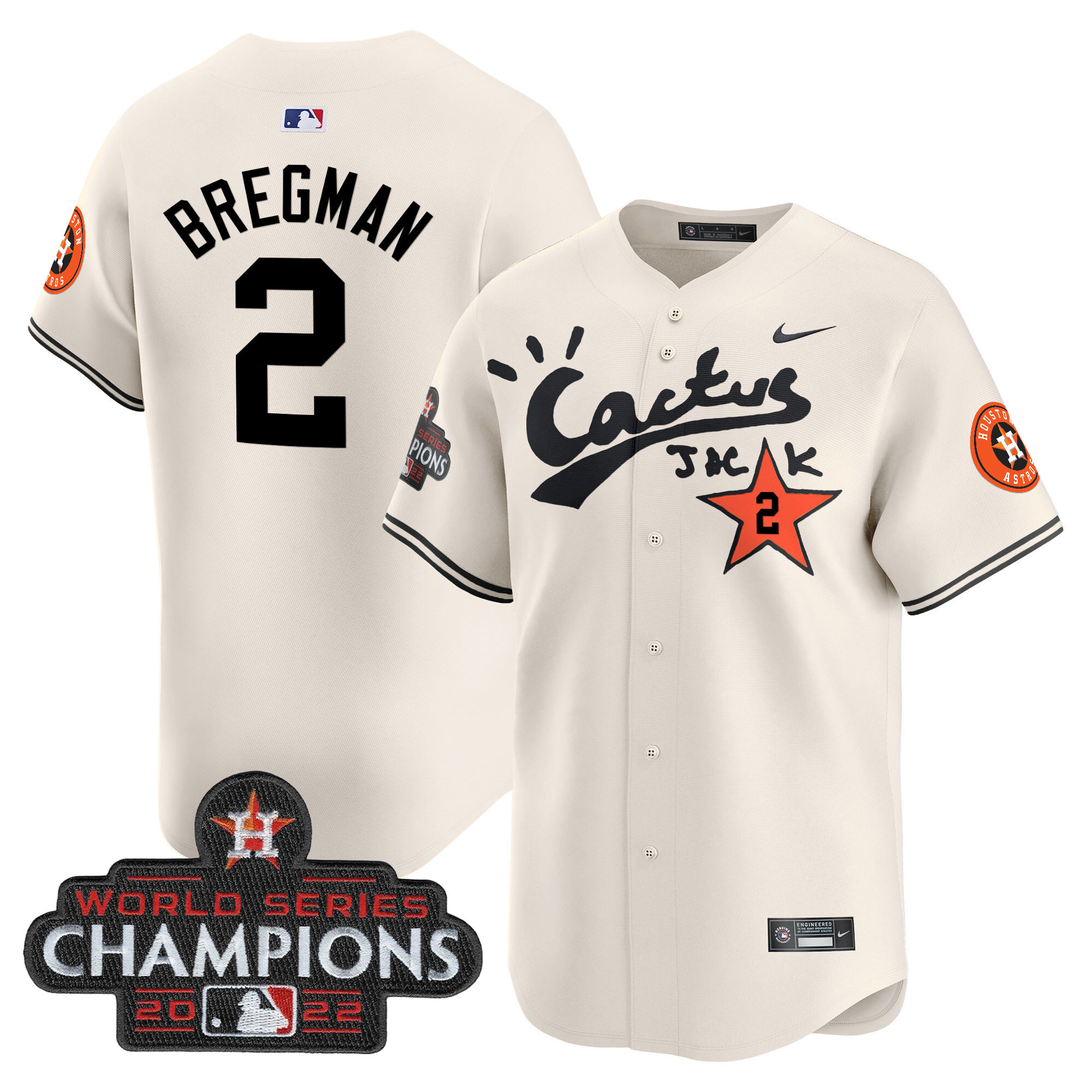 Men's Houston Astros Cactus Jack Champions Patch Vapor Premier Limited Jersey - All Stitched