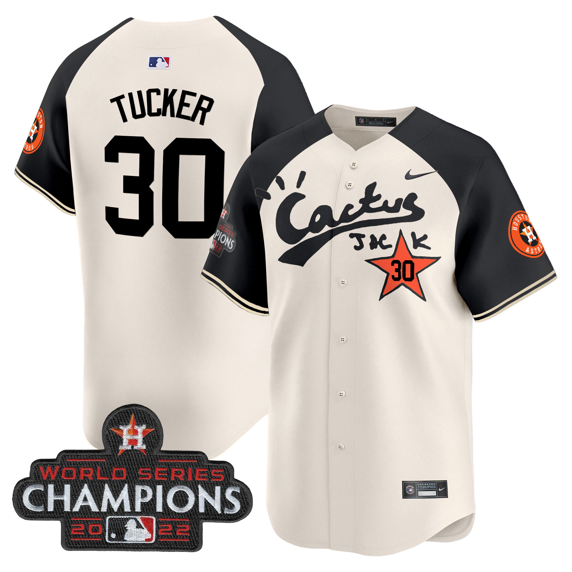 Men's Houston Astros Cactus Jack Champions Patch Vapor Premier Limited Jersey - All Stitched