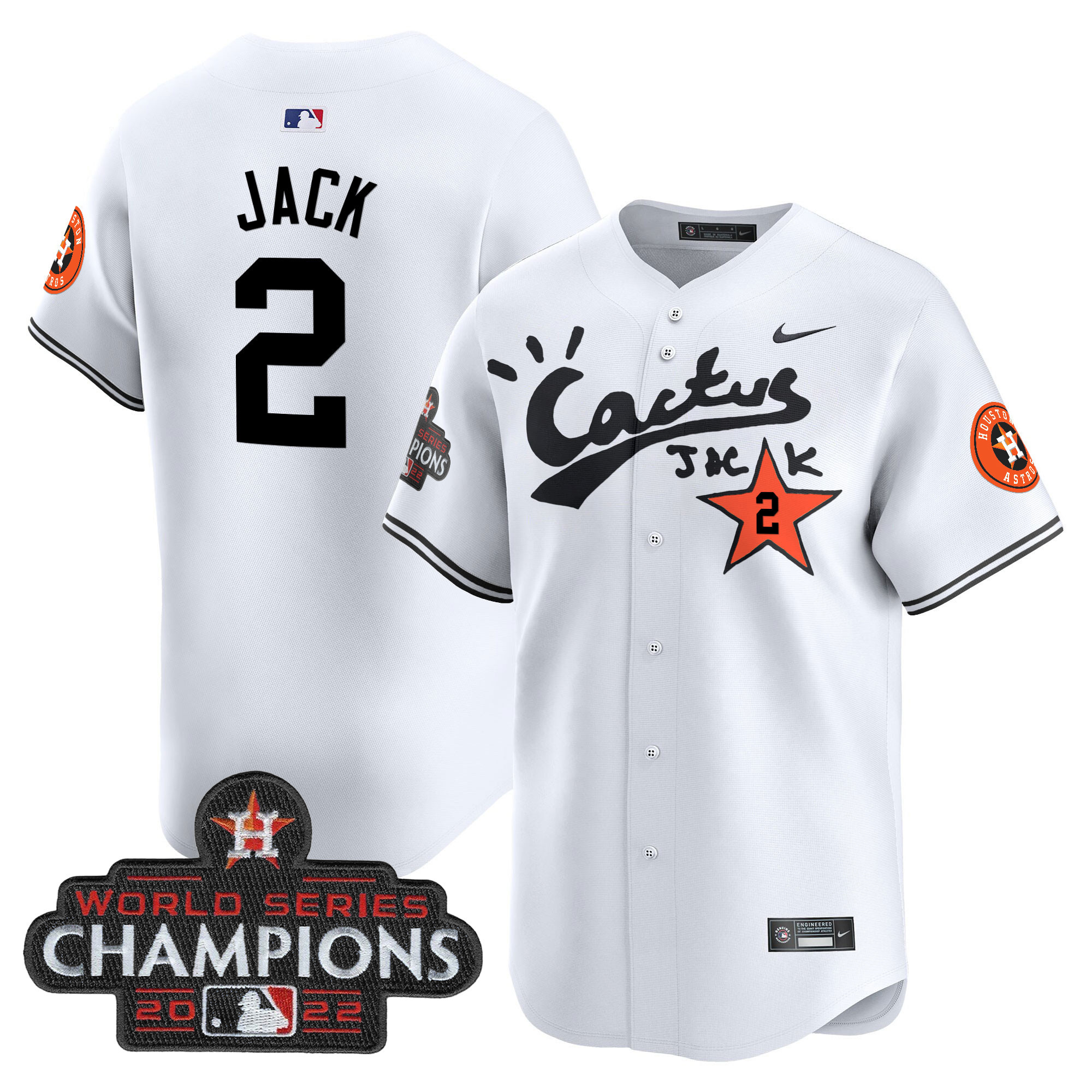 Men's Houston Astros Cactus Jack Champions Patch Vapor Premier Limited Jersey - All Stitched