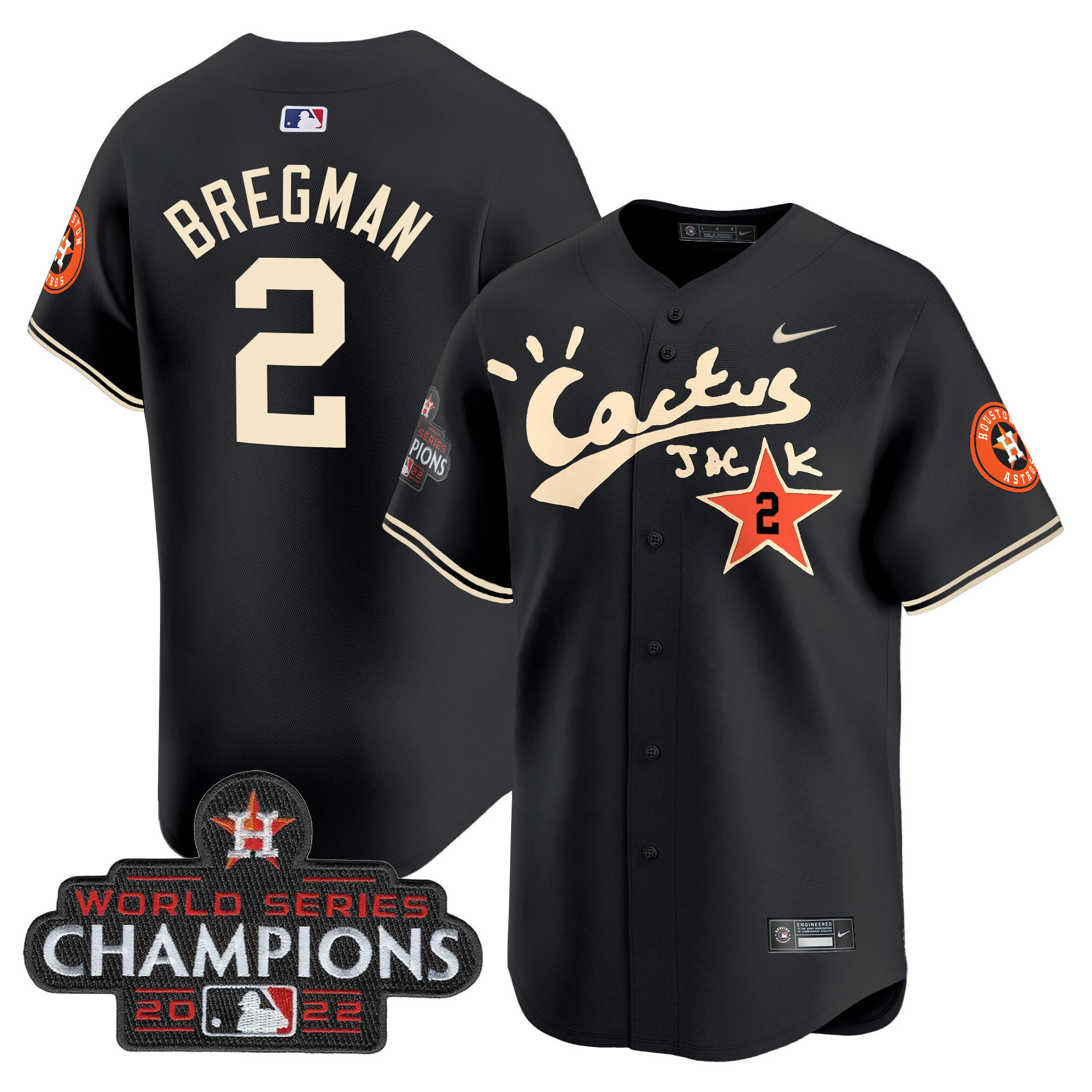 Men's Houston Astros Cactus Jack Champions Patch Vapor Premier Limited Jersey - All Stitched