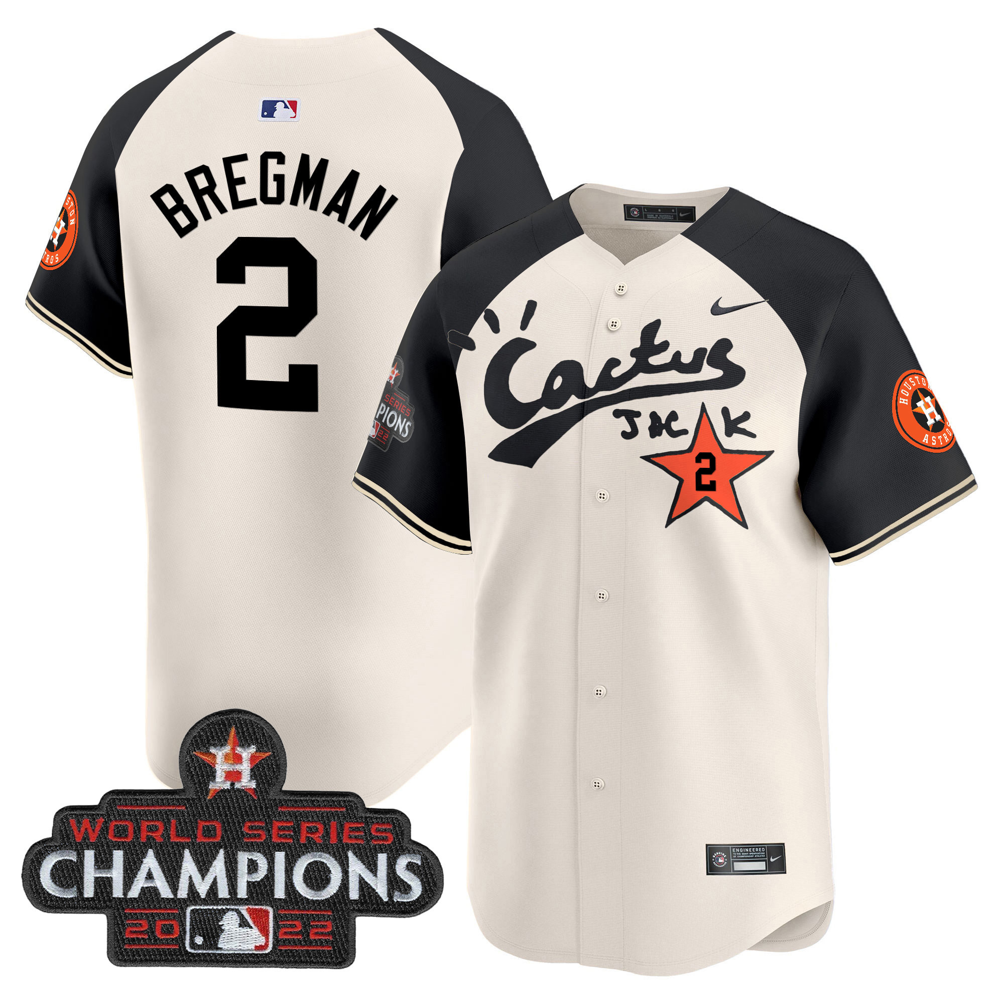 Men's Houston Astros Cactus Jack Champions Patch Vapor Premier Limited Jersey - All Stitched