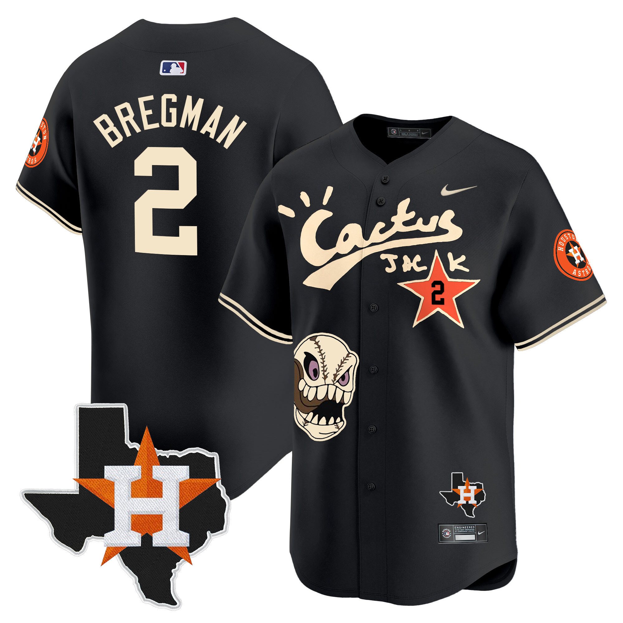 Men's Houston Astros Cactus Jack Patch Vapor Premier Limited Jersey - All Stitched