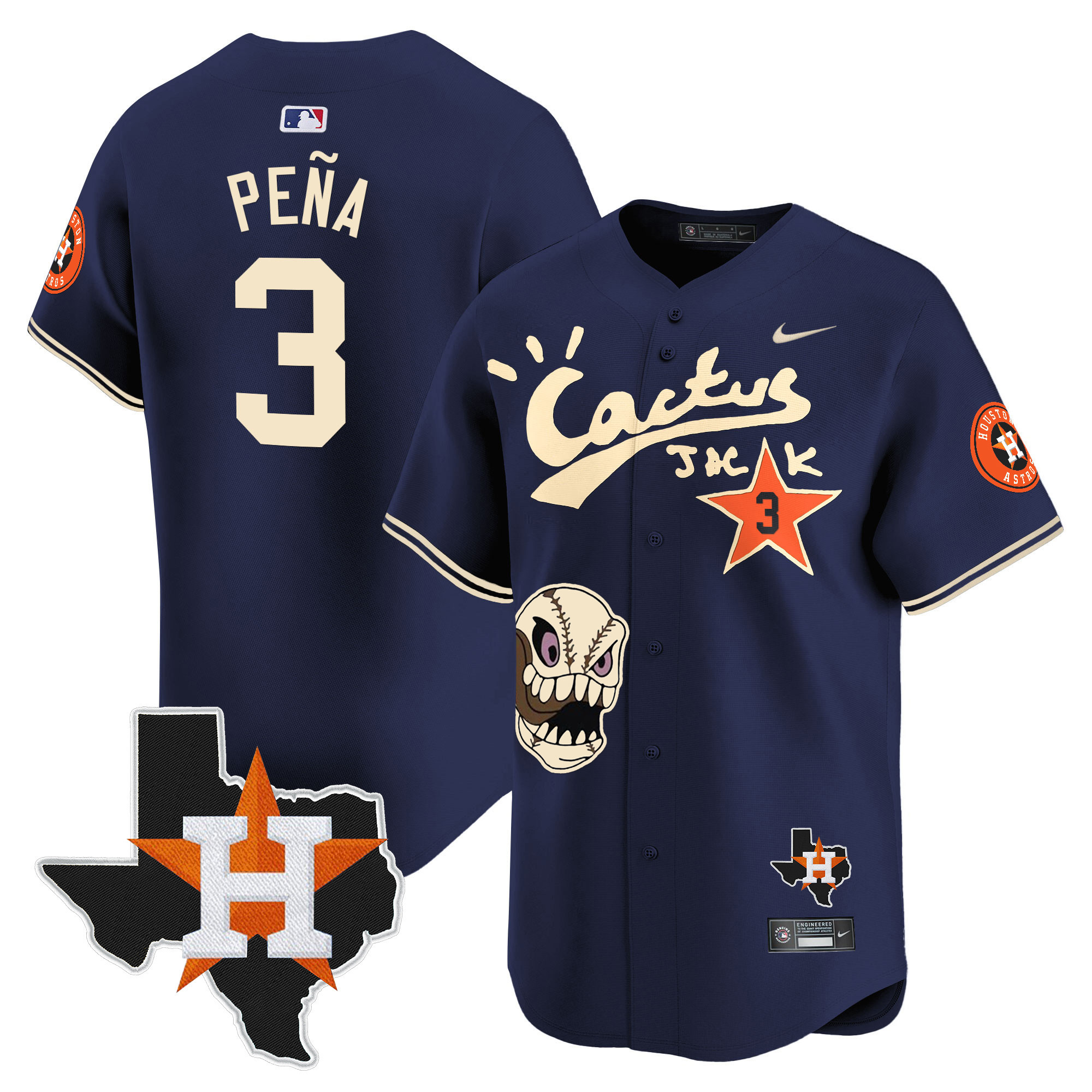 Men's Houston Astros Cactus Jack Patch Vapor Premier Limited Jersey - All Stitched