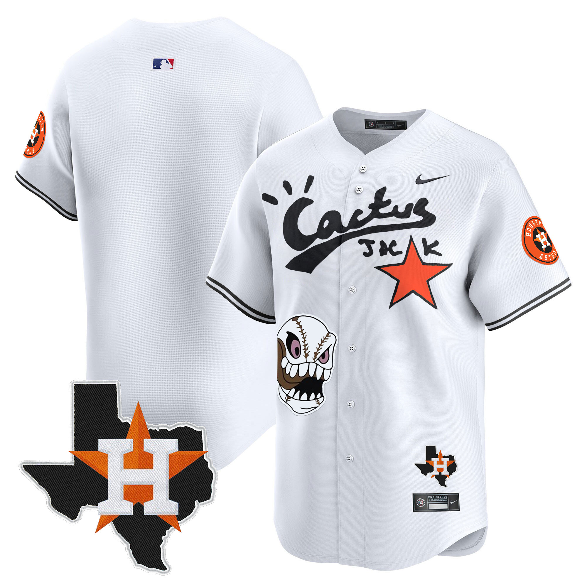 Men's Houston Astros Cactus Jack Patch Vapor Premier Limited Jersey - All Stitched