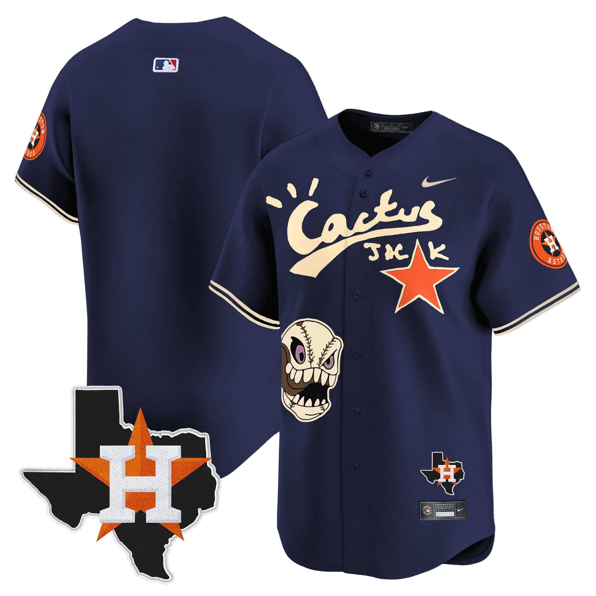 Men's Houston Astros Cactus Jack Patch Vapor Premier Limited Jersey - All Stitched