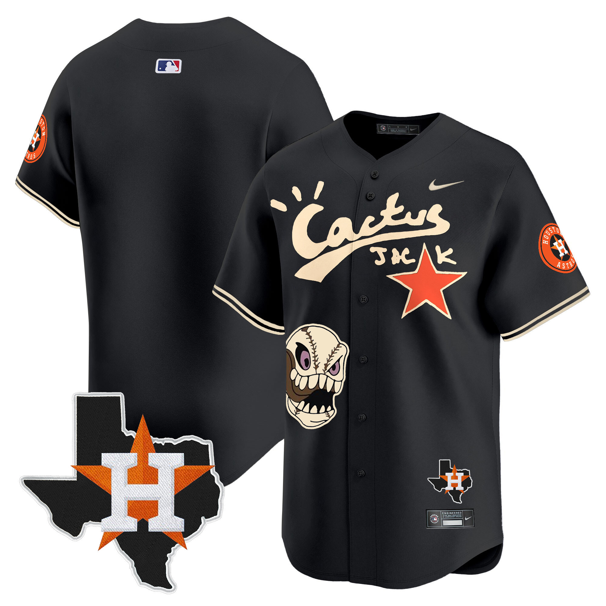 Men's Houston Astros Cactus Jack Patch Vapor Premier Limited Jersey - All Stitched