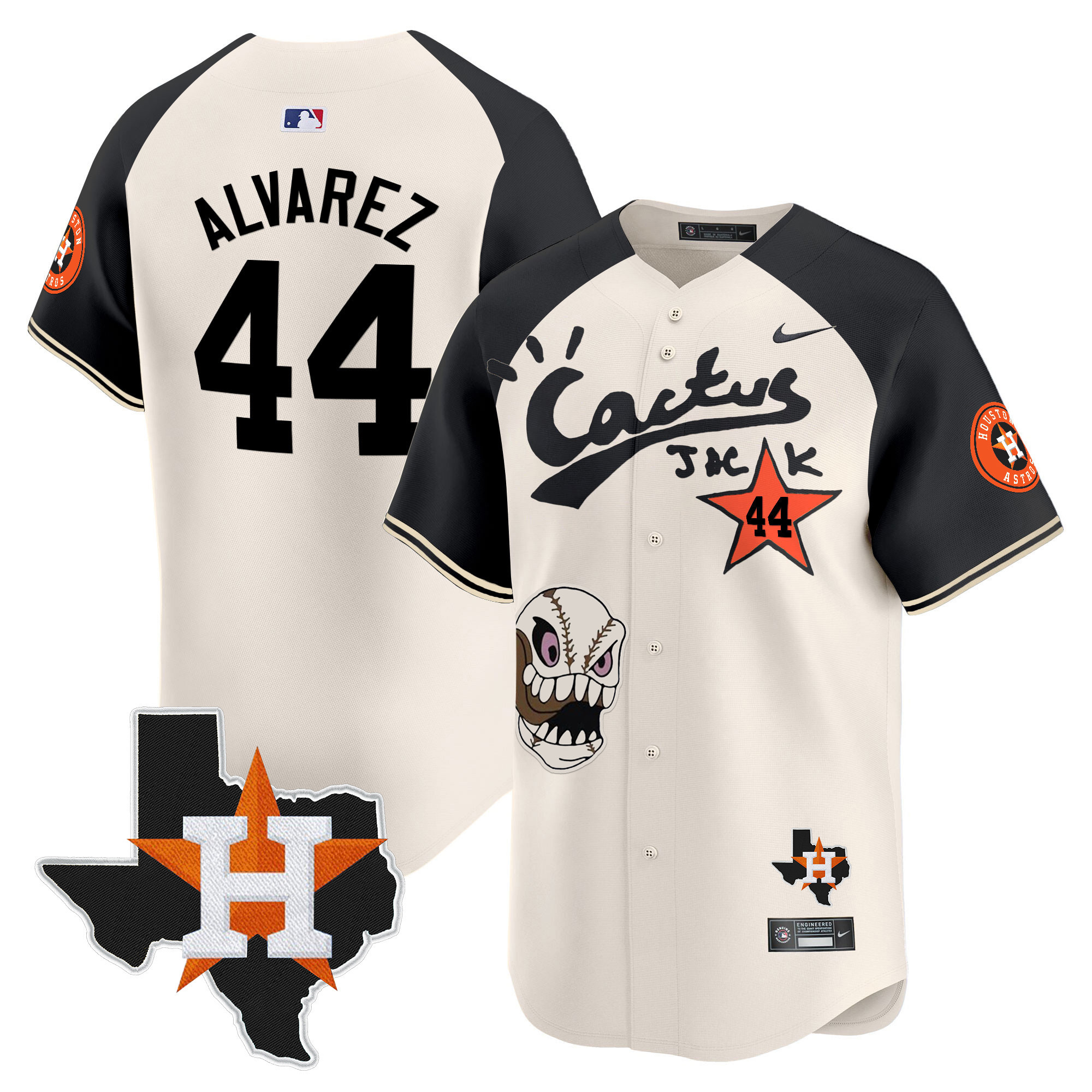 Men's Houston Astros Cactus Jack Patch Vapor Premier Limited Jersey - All Stitched