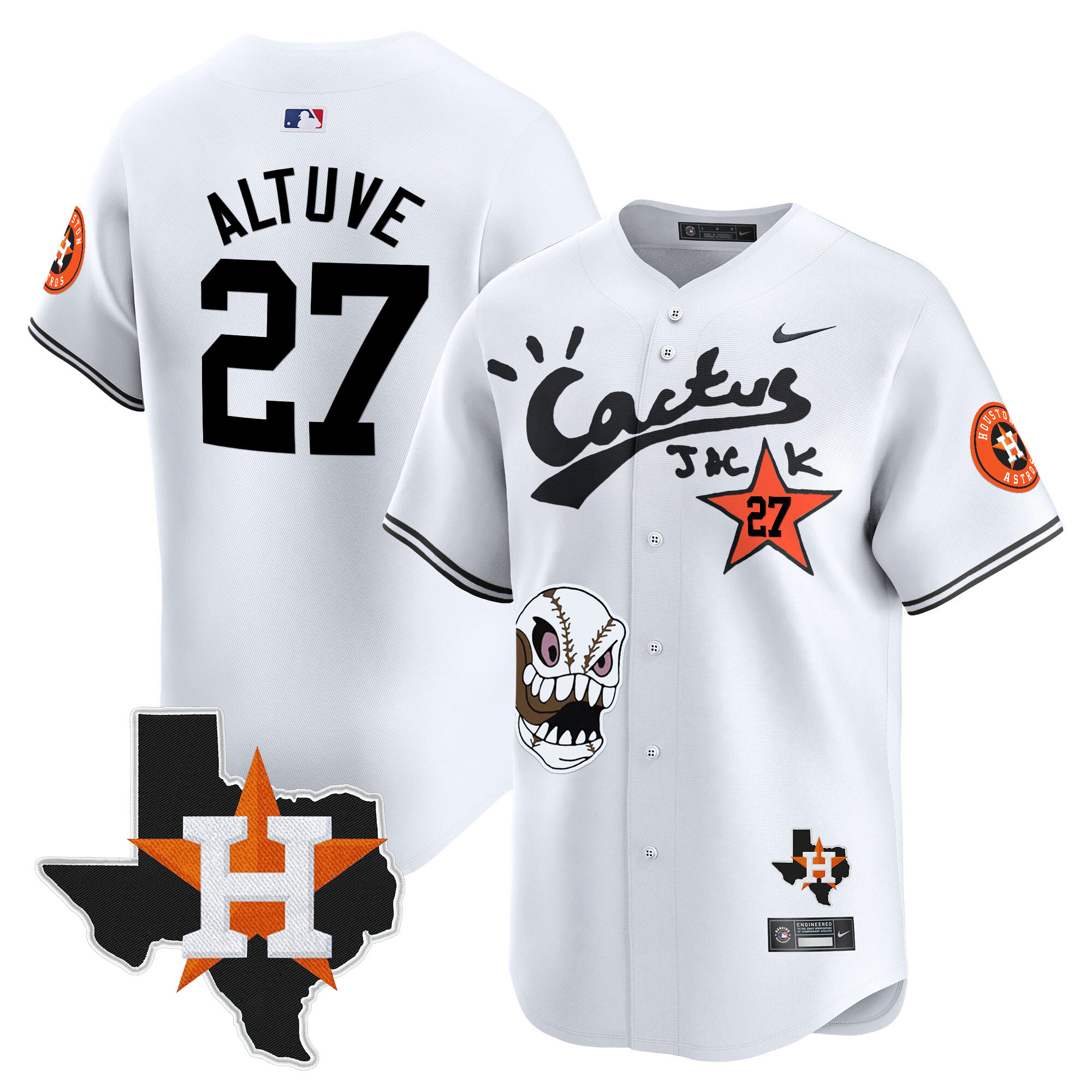 Men's Houston Astros Cactus Jack Patch Vapor Premier Limited Jersey - All Stitched
