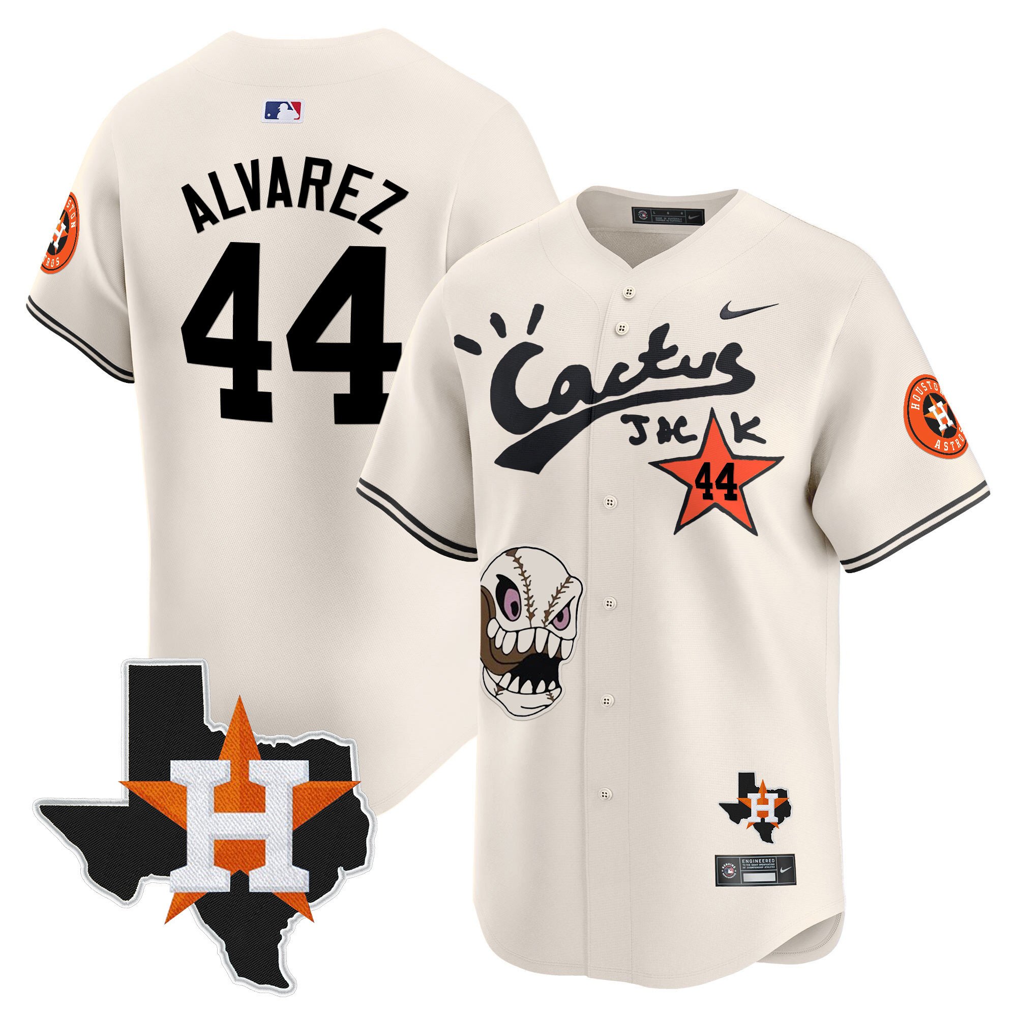 Men's Houston Astros Cactus Jack Patch Vapor Premier Limited Jersey - All Stitched