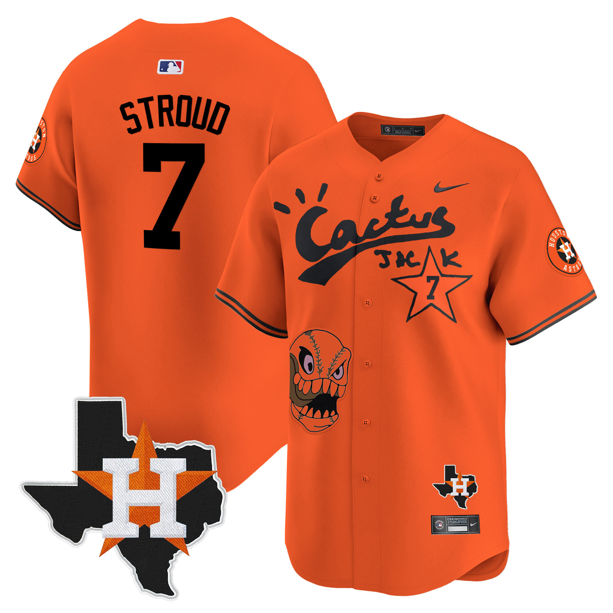 Men's Houston Astros Cactus Jack Patch Vapor Premier Limited Jersey - All Stitched