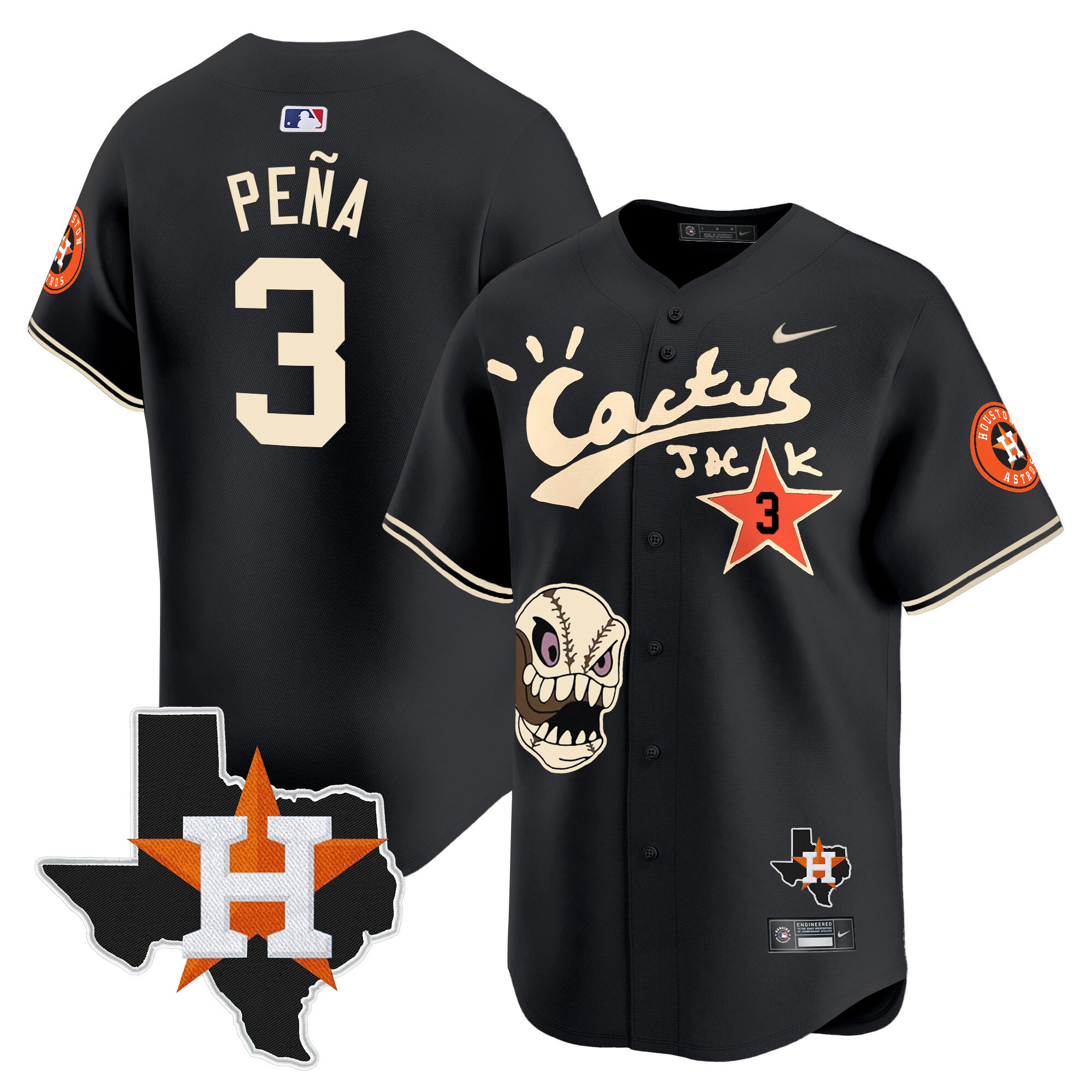 Men's Houston Astros Cactus Jack Patch Vapor Premier Limited Jersey - All Stitched
