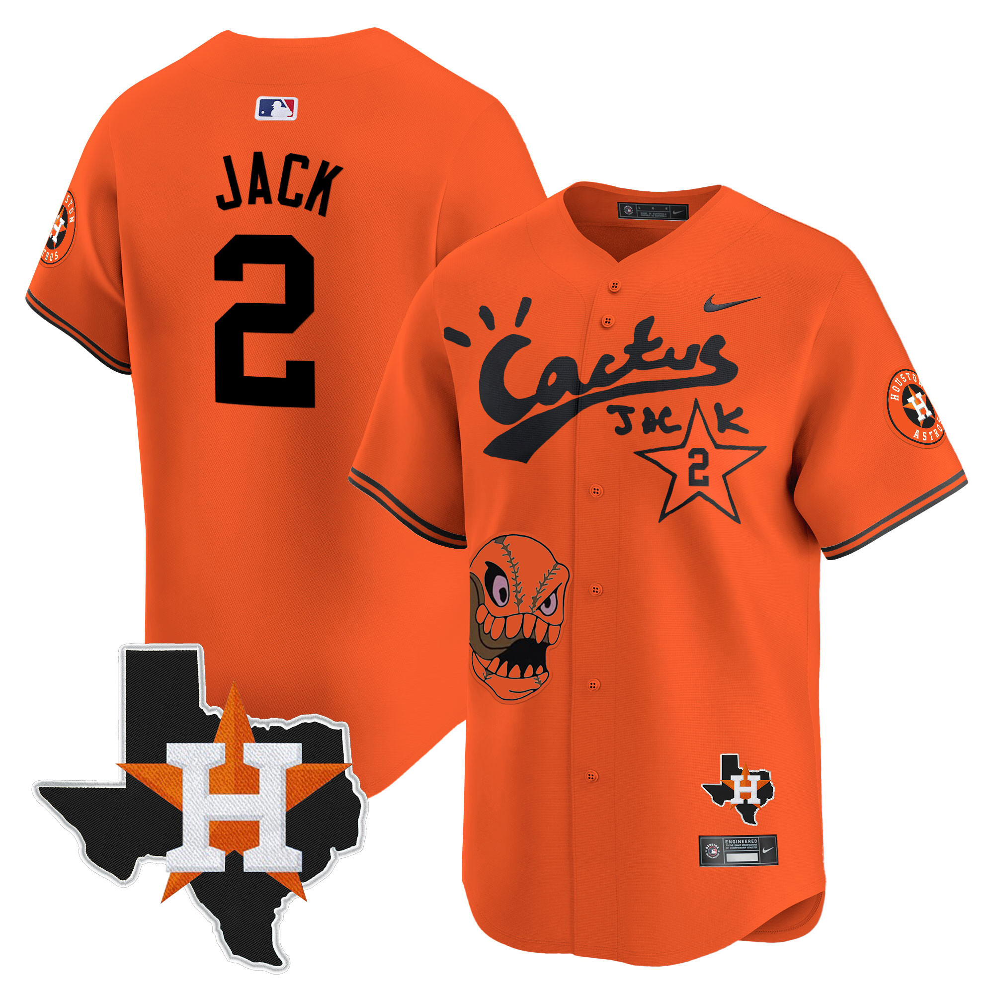Men's Houston Astros Cactus Jack Patch Vapor Premier Limited Jersey - All Stitched