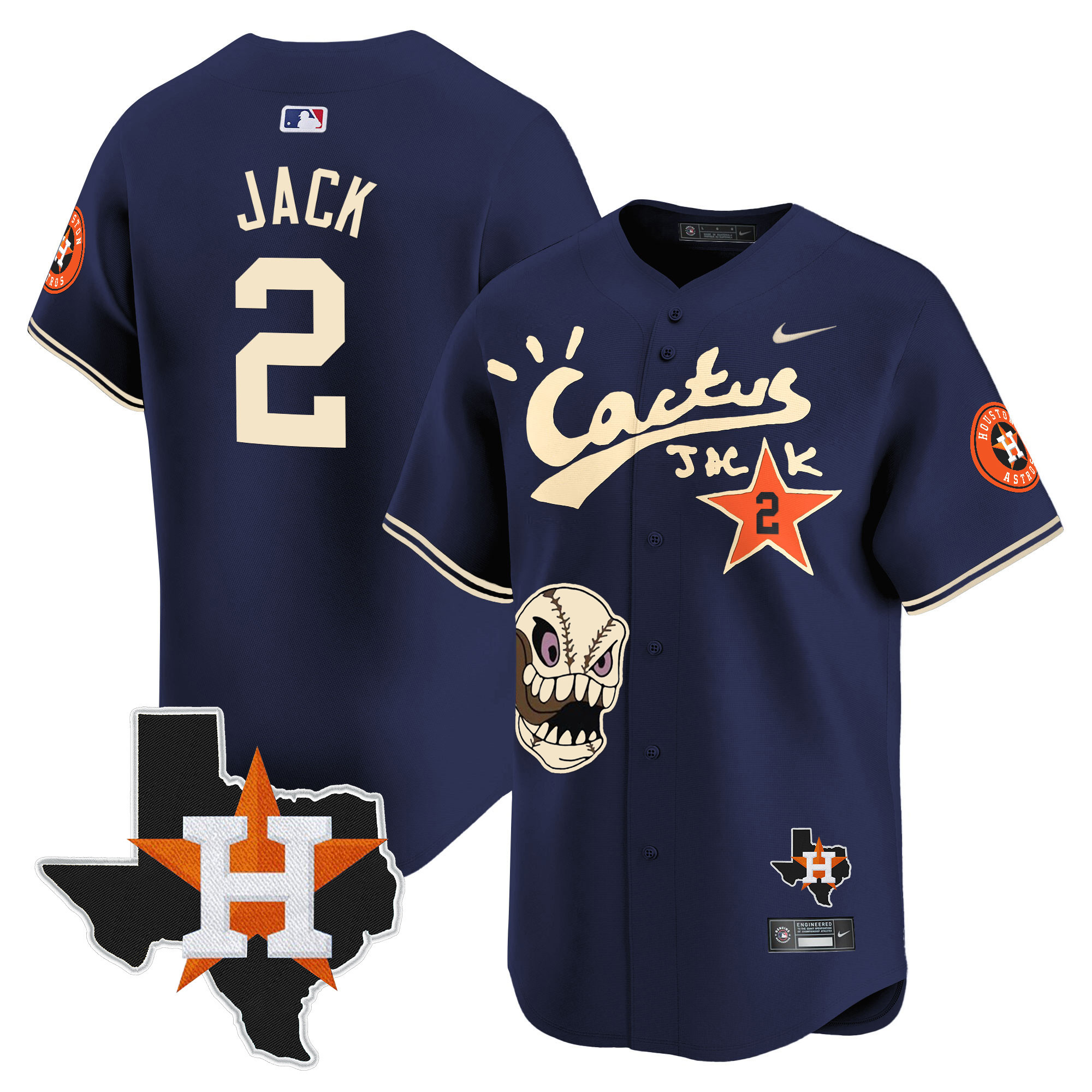 Men's Houston Astros Cactus Jack Patch Vapor Premier Limited Jersey - All Stitched