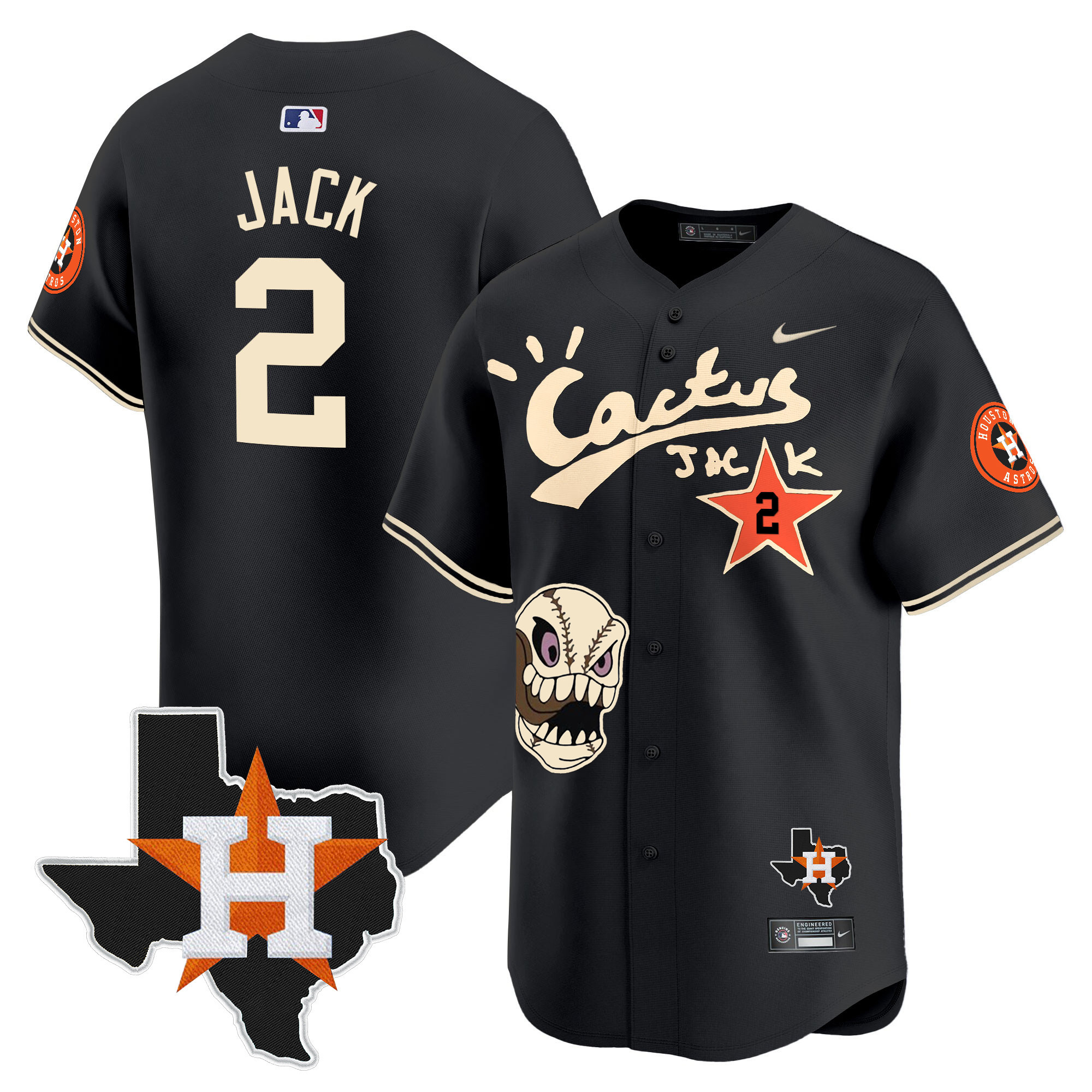 Men's Houston Astros Cactus Jack Patch Vapor Premier Limited Jersey - All Stitched