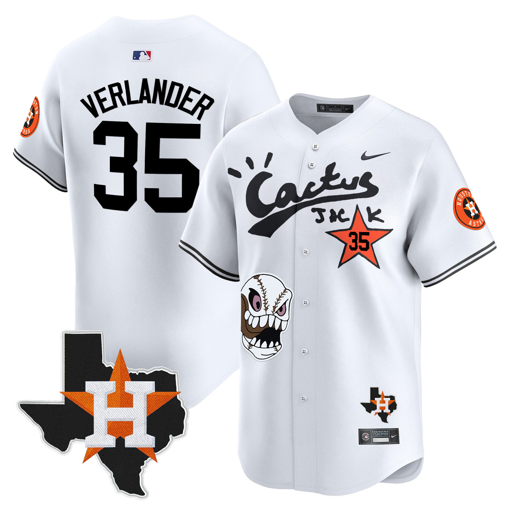 Men's Houston Astros Cactus Jack Patch Vapor Premier Limited Jersey - All Stitched