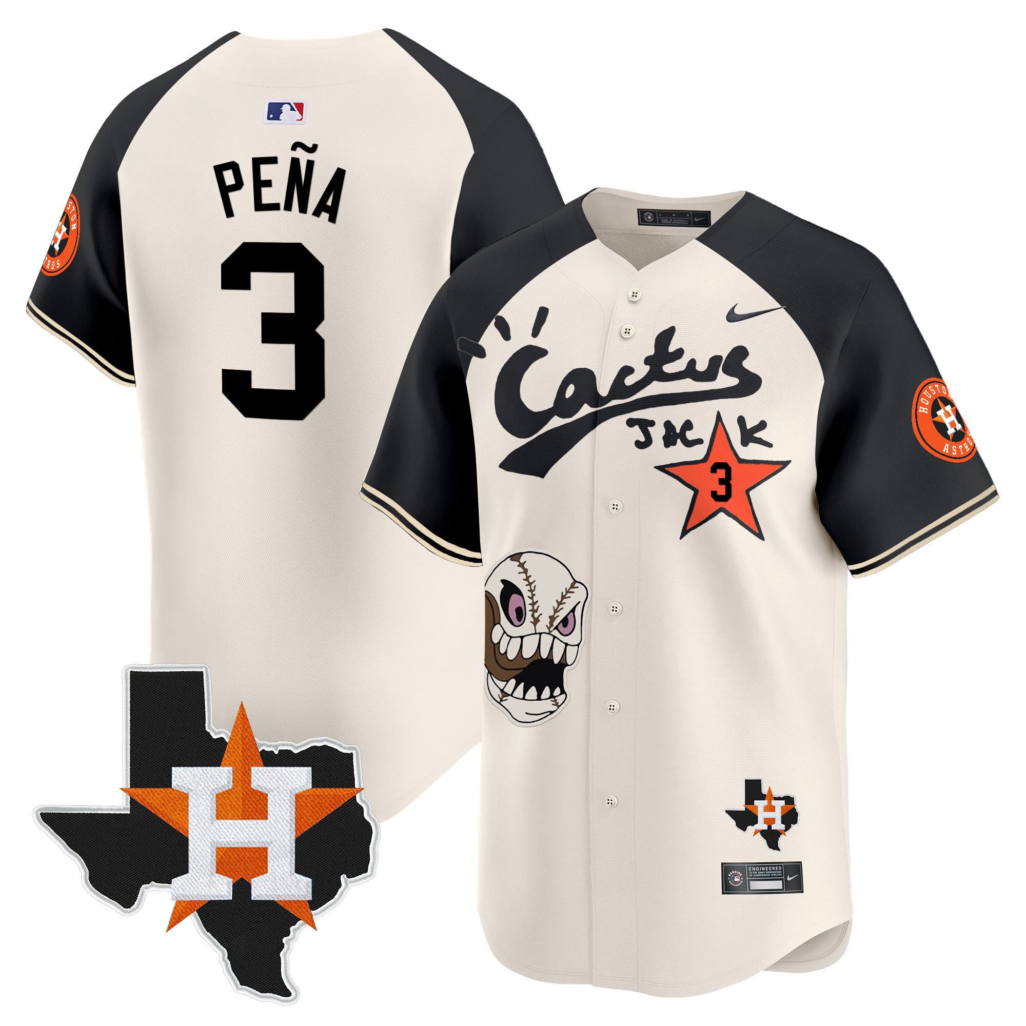 Men's Houston Astros Cactus Jack Patch Vapor Premier Limited Jersey - All Stitched