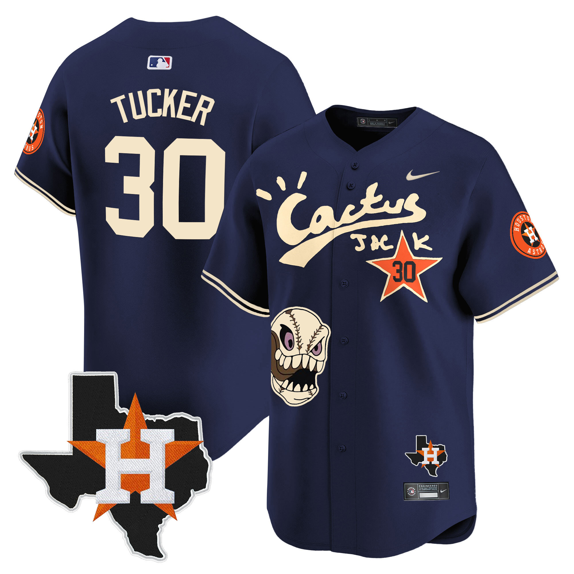 Men's Houston Astros Cactus Jack Patch Vapor Premier Limited Jersey - All Stitched