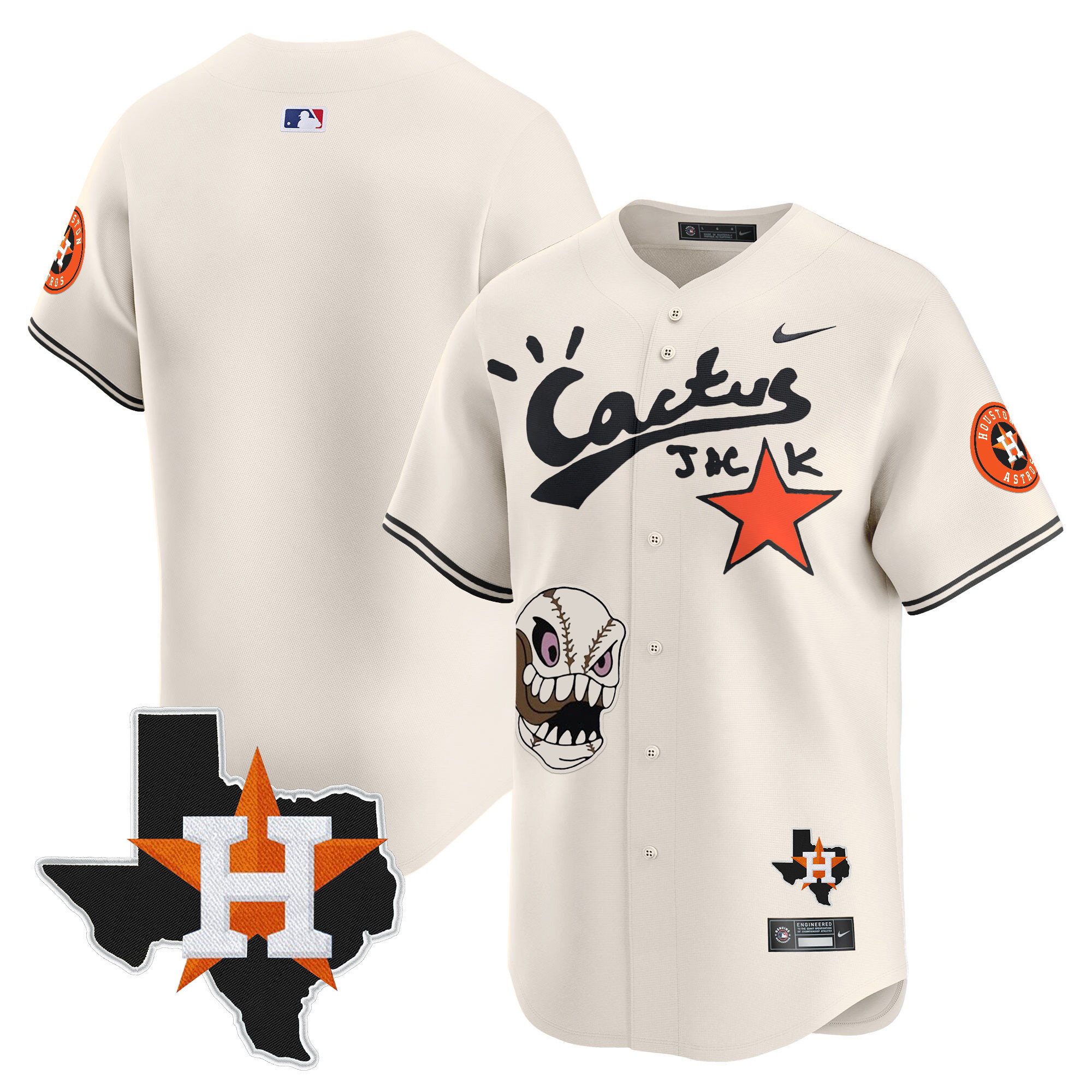 Men's Houston Astros Cactus Jack Patch Vapor Premier Limited Jersey - All Stitched