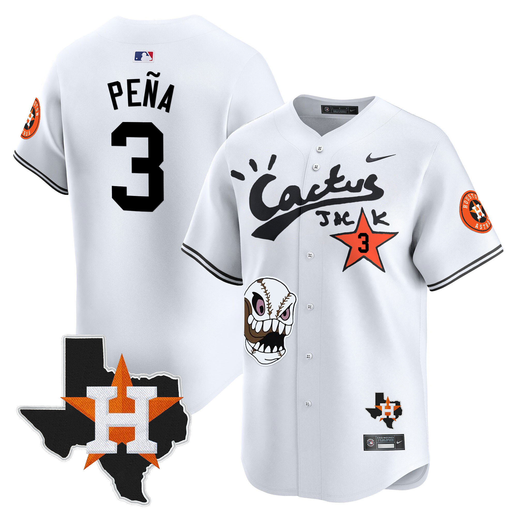 Men's Houston Astros Cactus Jack Patch Vapor Premier Limited Jersey - All Stitched