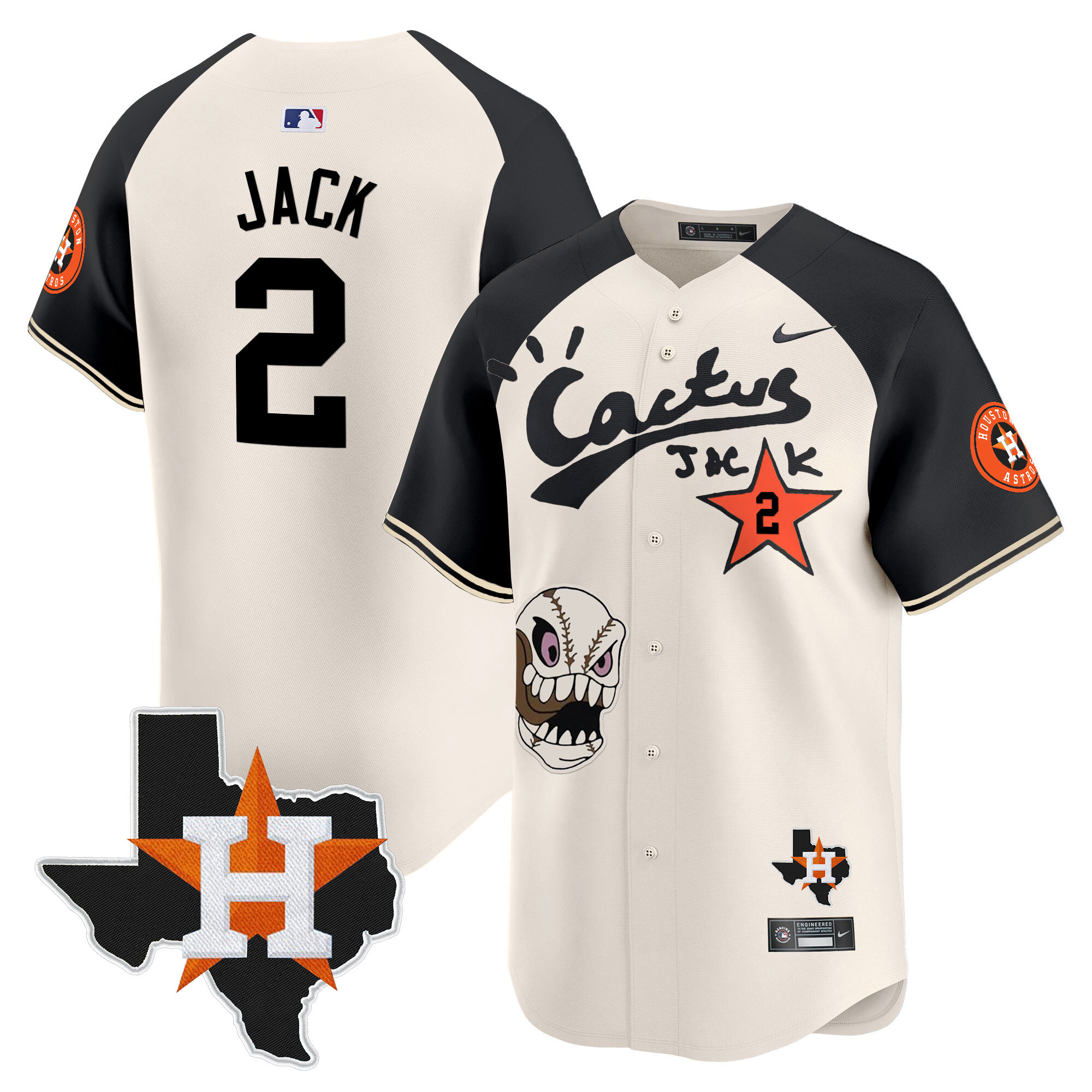 Men's Houston Astros Cactus Jack Patch Vapor Premier Limited Jersey - All Stitched