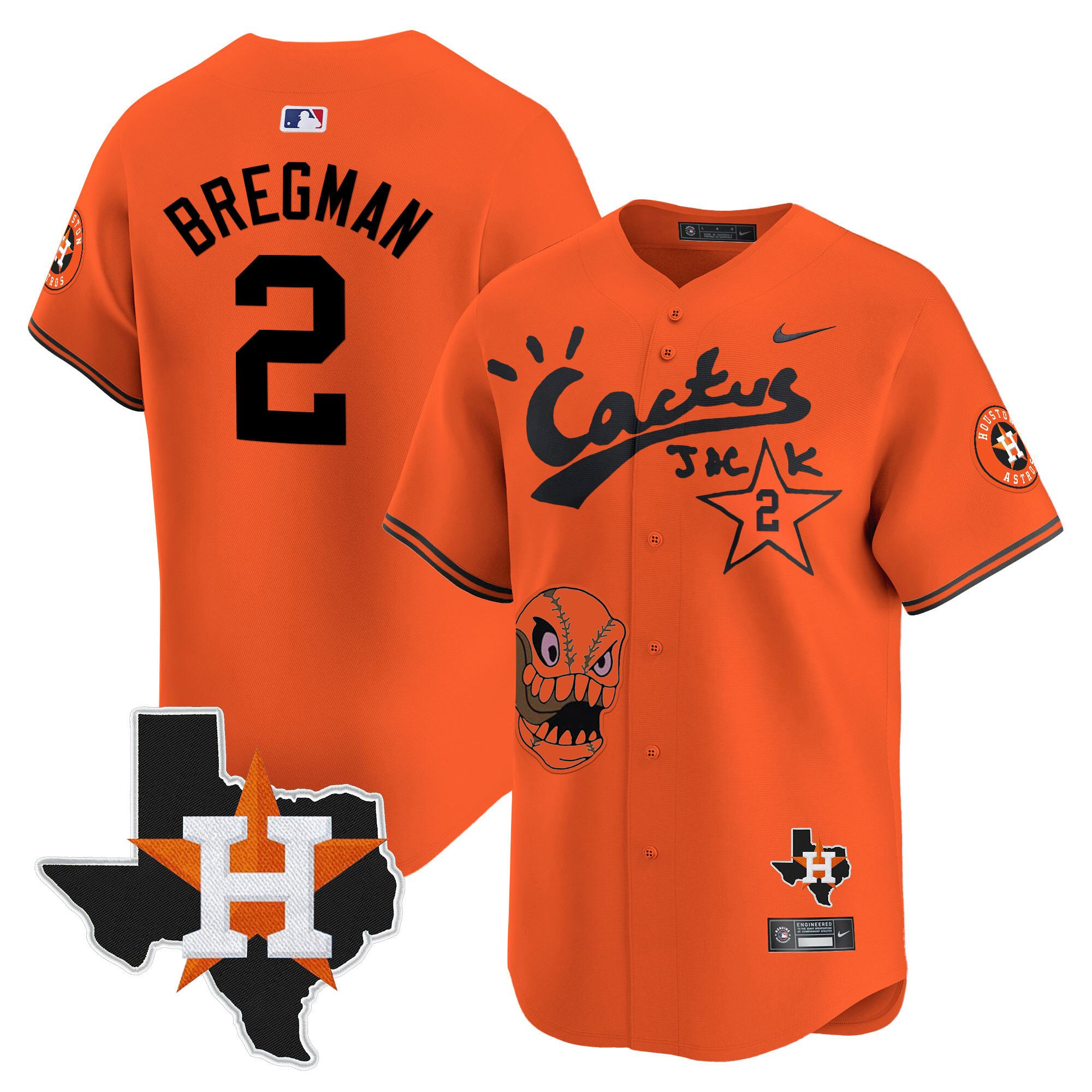 Men's Houston Astros Cactus Jack Patch Vapor Premier Limited Jersey - All Stitched