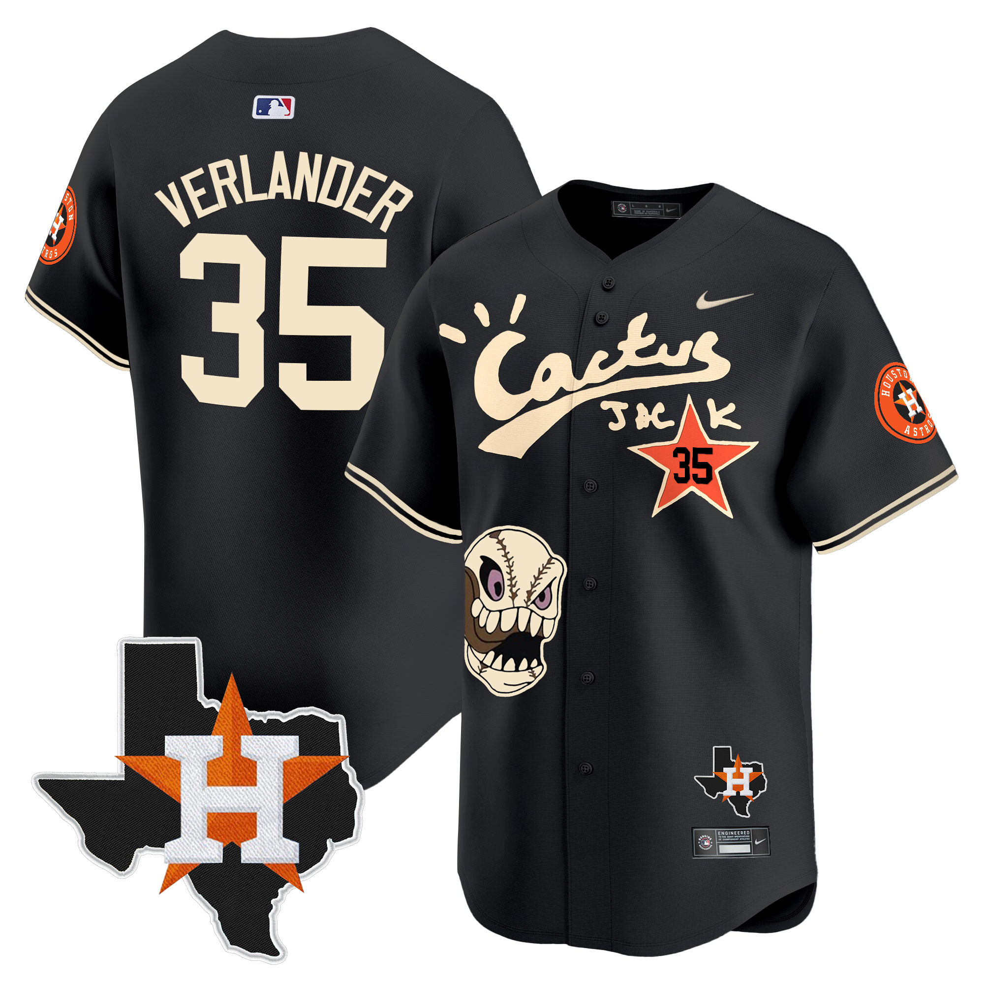 Men's Houston Astros Cactus Jack Patch Vapor Premier Limited Jersey - All Stitched