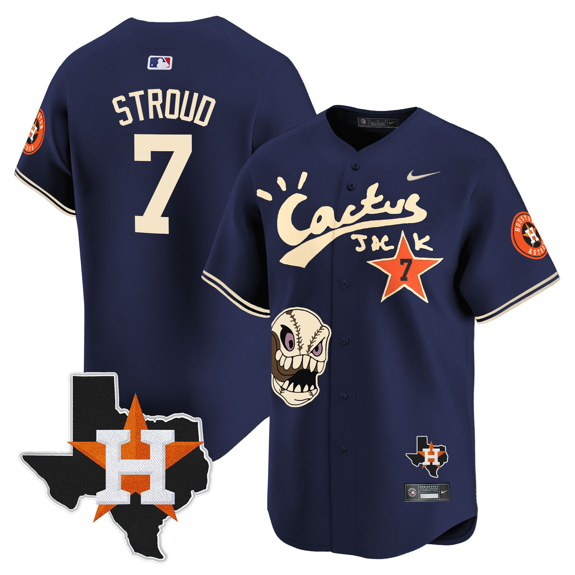 Men's Houston Astros Cactus Jack Patch Vapor Premier Limited Jersey - All Stitched