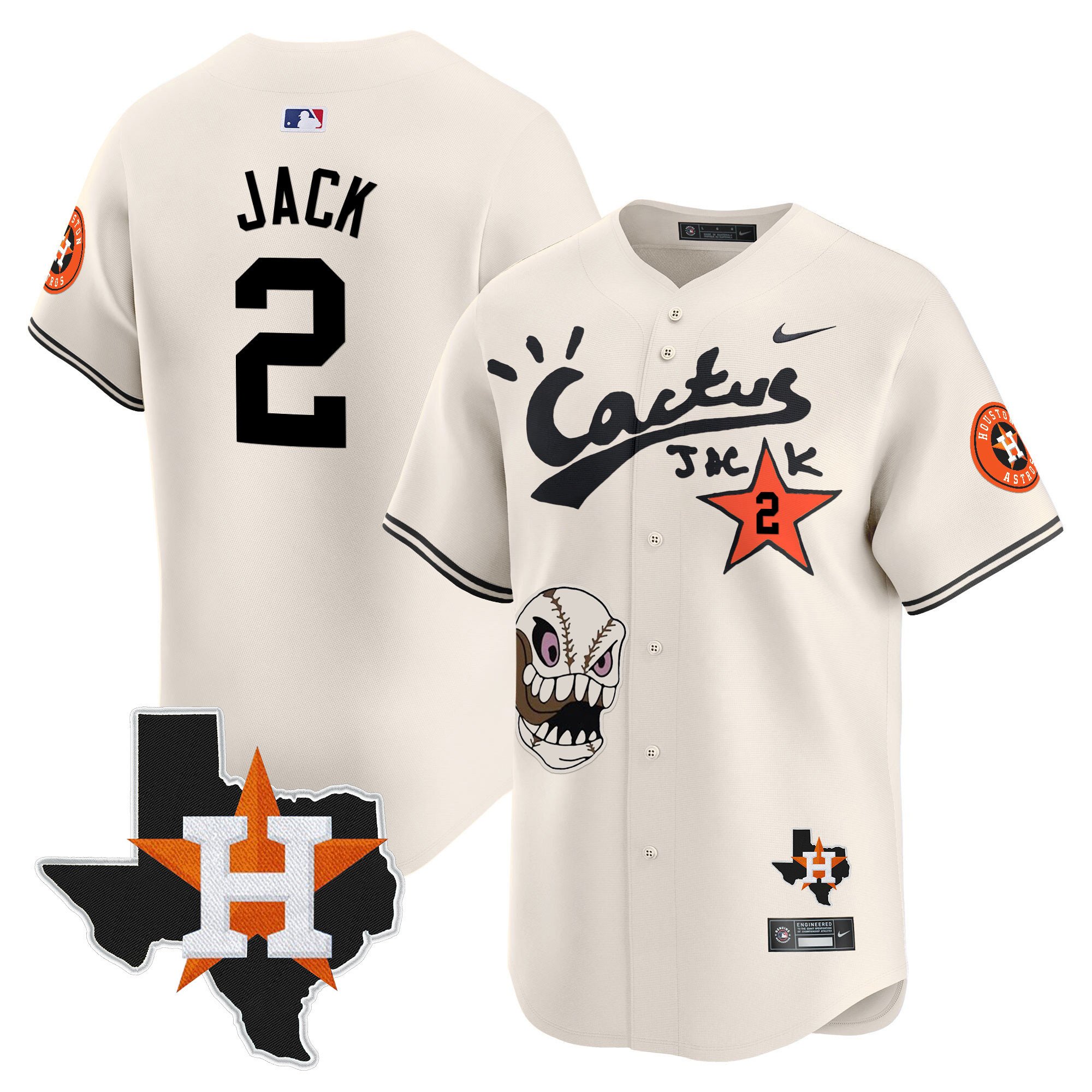 Men's Houston Astros Cactus Jack Patch Vapor Premier Limited Jersey - All Stitched