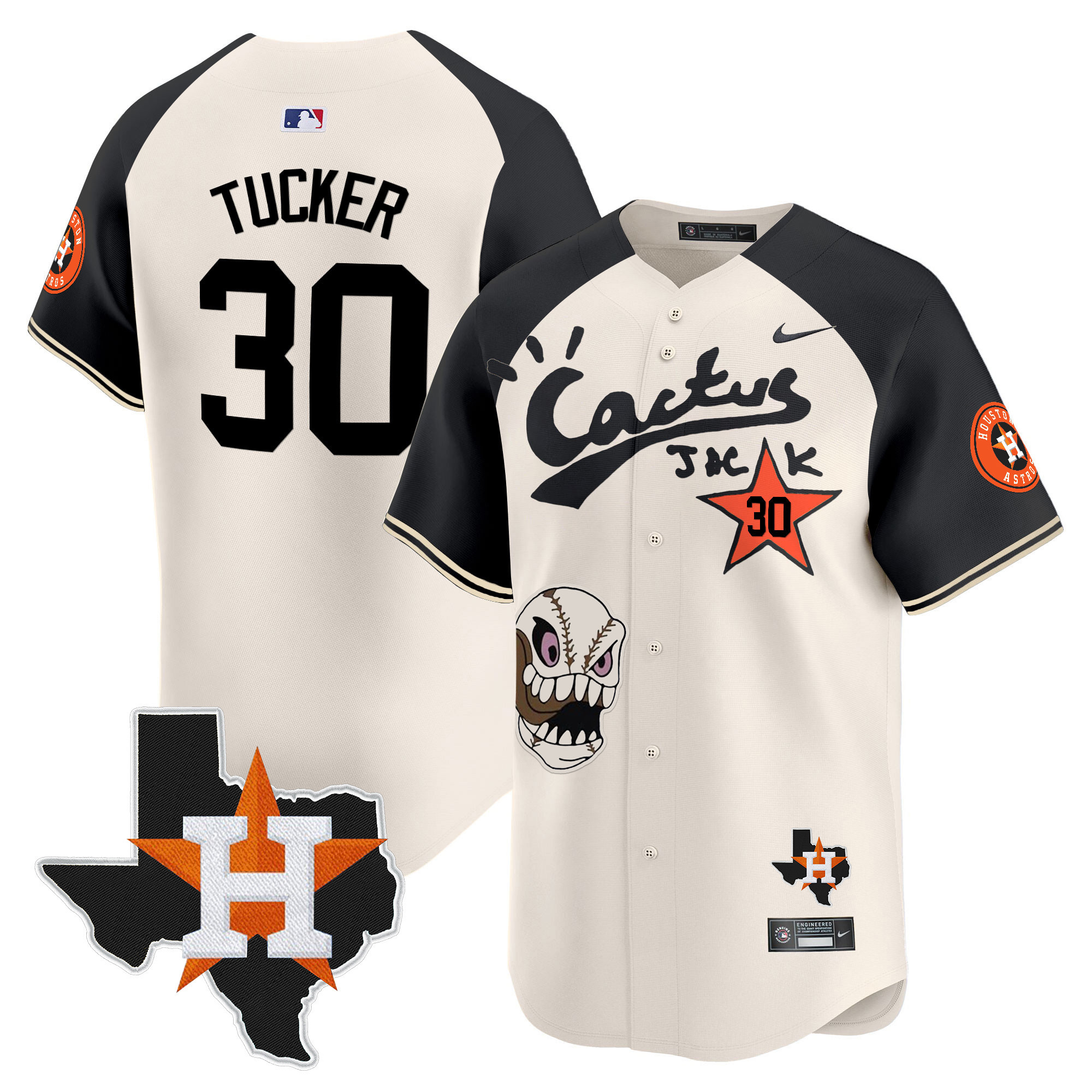 Men's Houston Astros Cactus Jack Patch Vapor Premier Limited Jersey - All Stitched