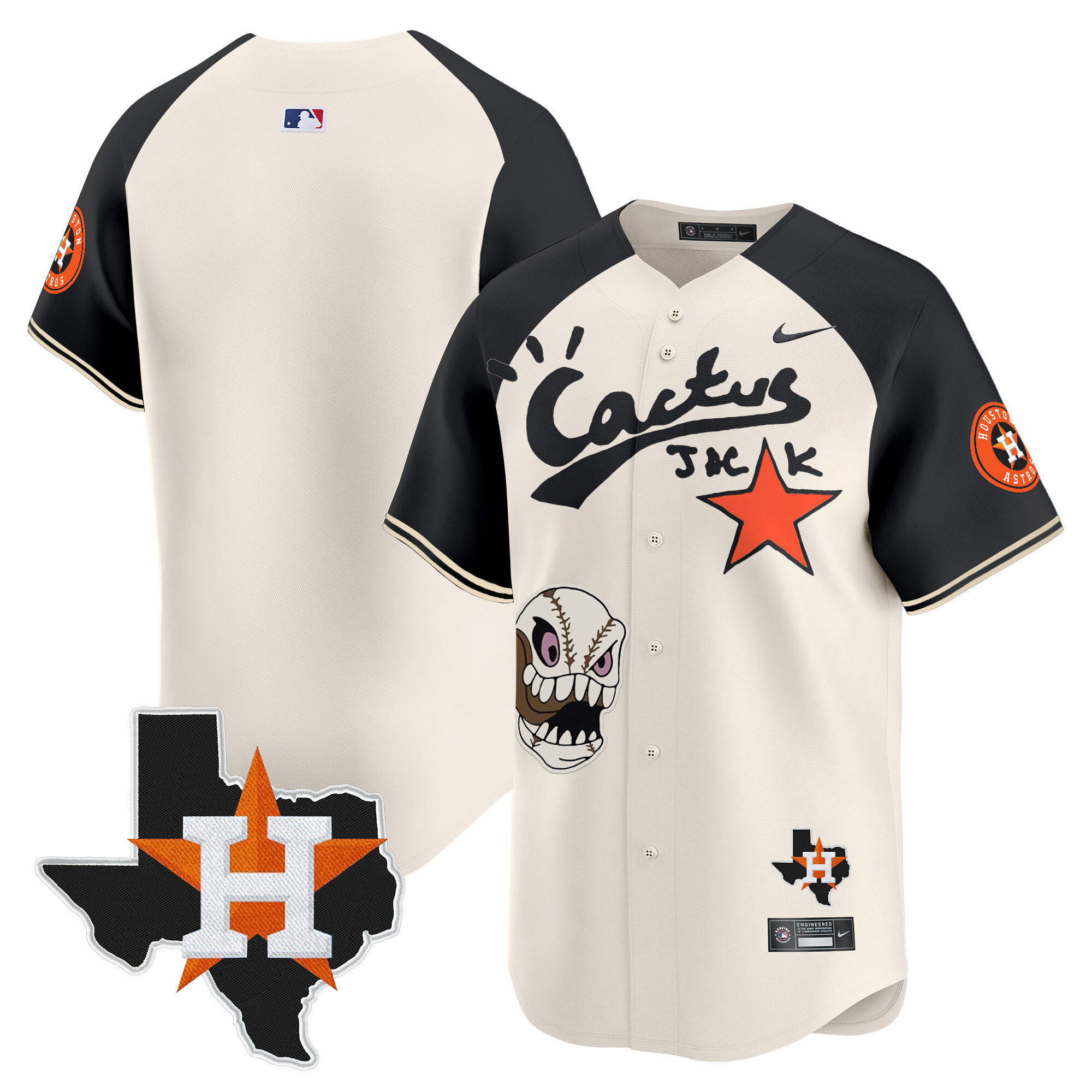 Men's Houston Astros Cactus Jack Patch Vapor Premier Limited Jersey - All Stitched