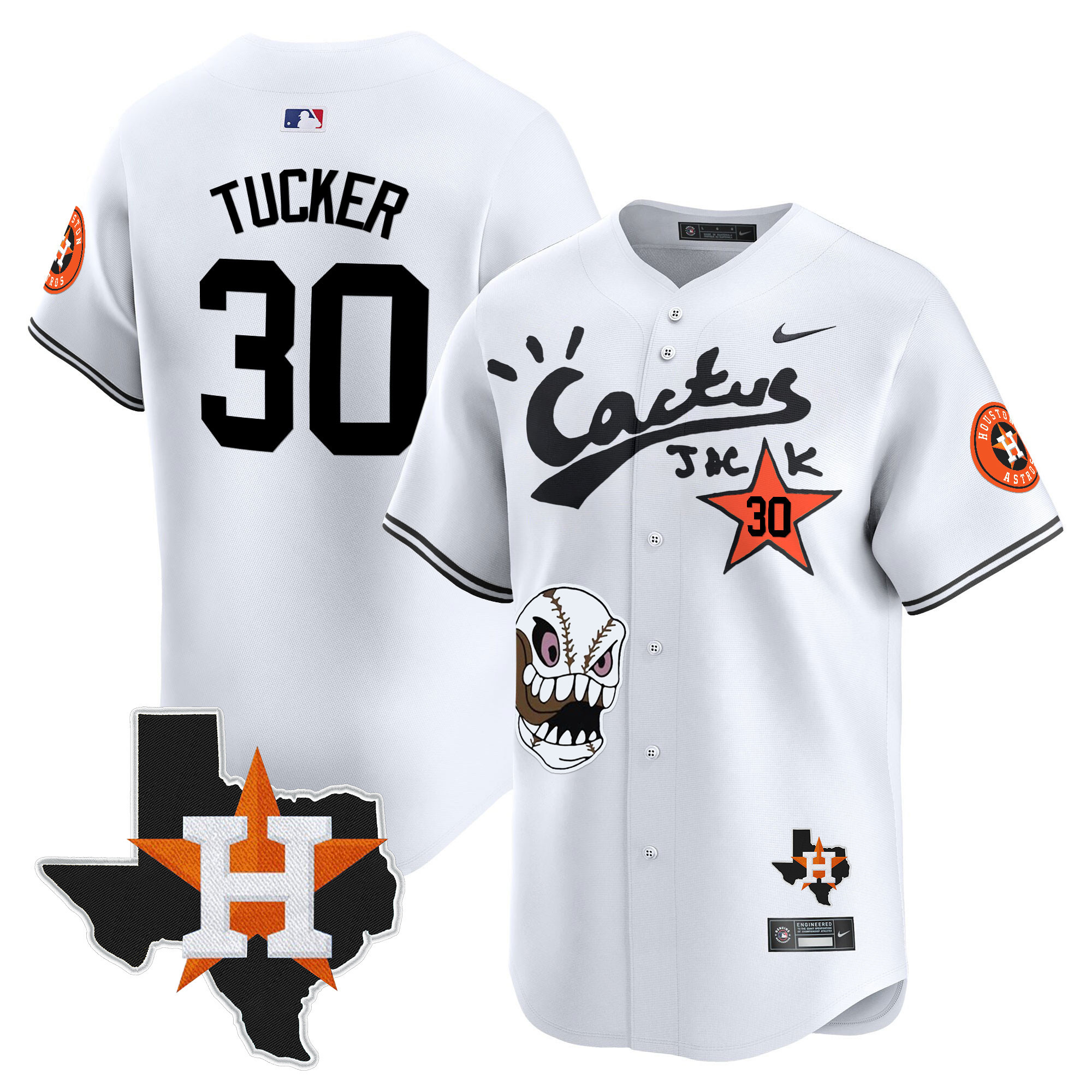 Men's Houston Astros Cactus Jack Patch Vapor Premier Limited Jersey - All Stitched