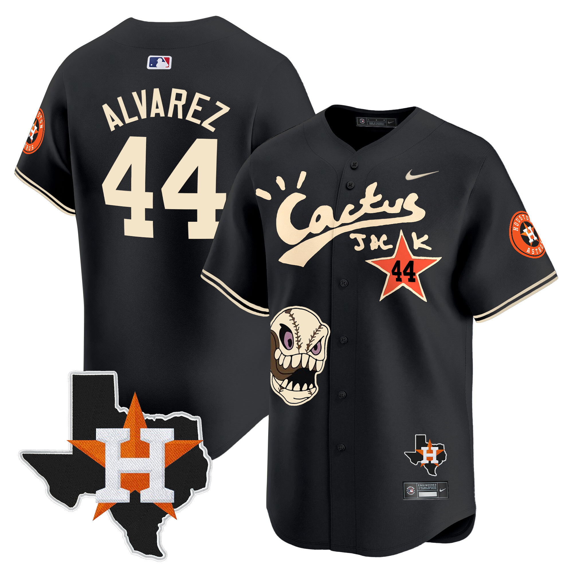 Men's Houston Astros Cactus Jack Patch Vapor Premier Limited Jersey - All Stitched