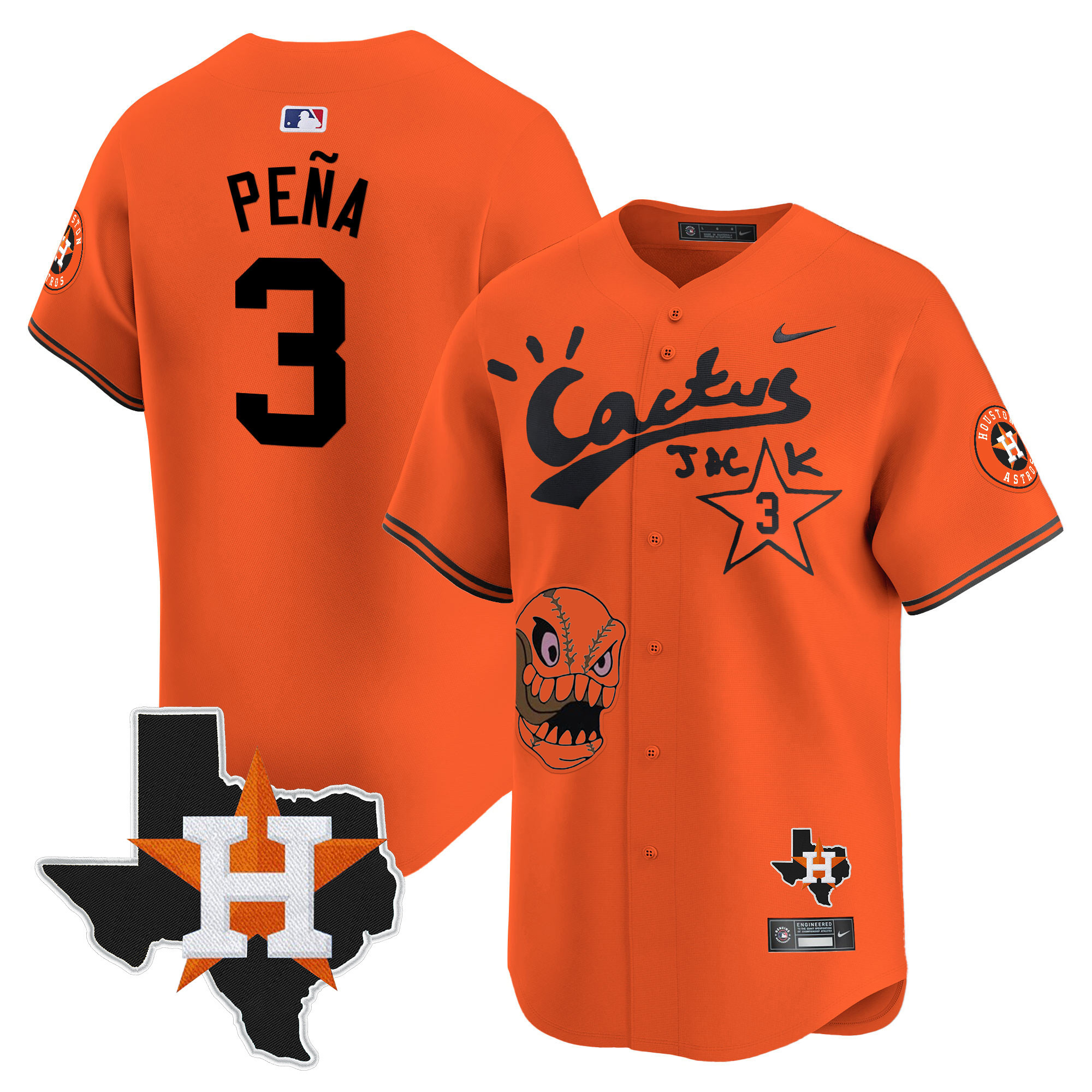 Men's Houston Astros Cactus Jack Patch Vapor Premier Limited Jersey - All Stitched