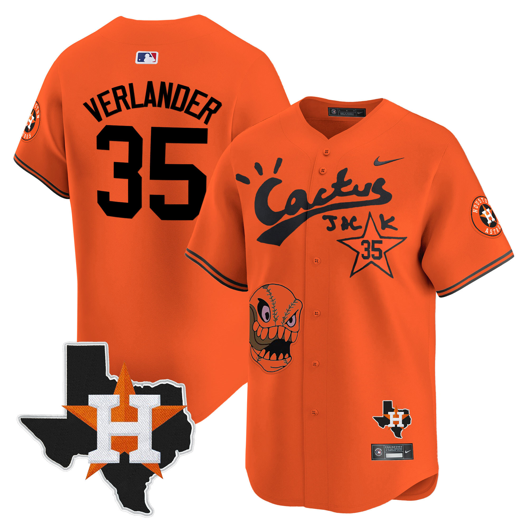 Men's Houston Astros Cactus Jack Patch Vapor Premier Limited Jersey - All Stitched