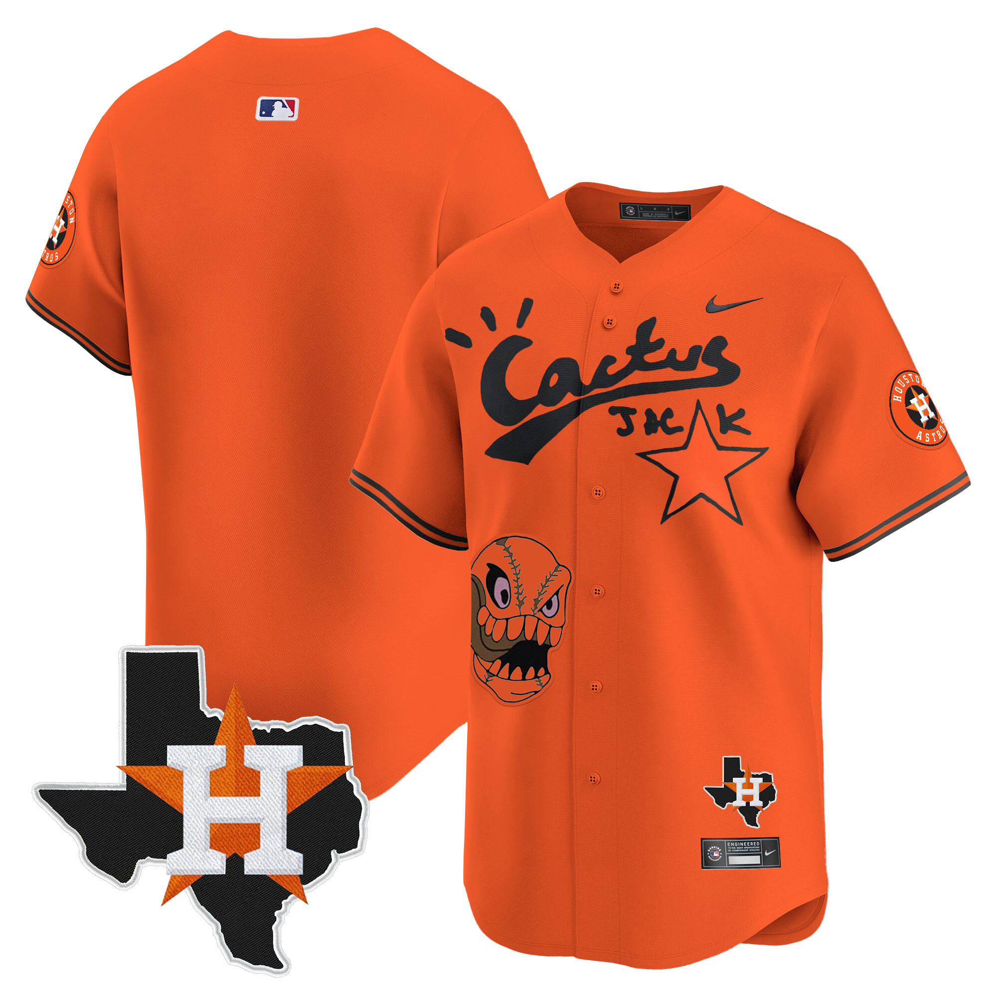 Men's Houston Astros Cactus Jack Patch Vapor Premier Limited Jersey - All Stitched